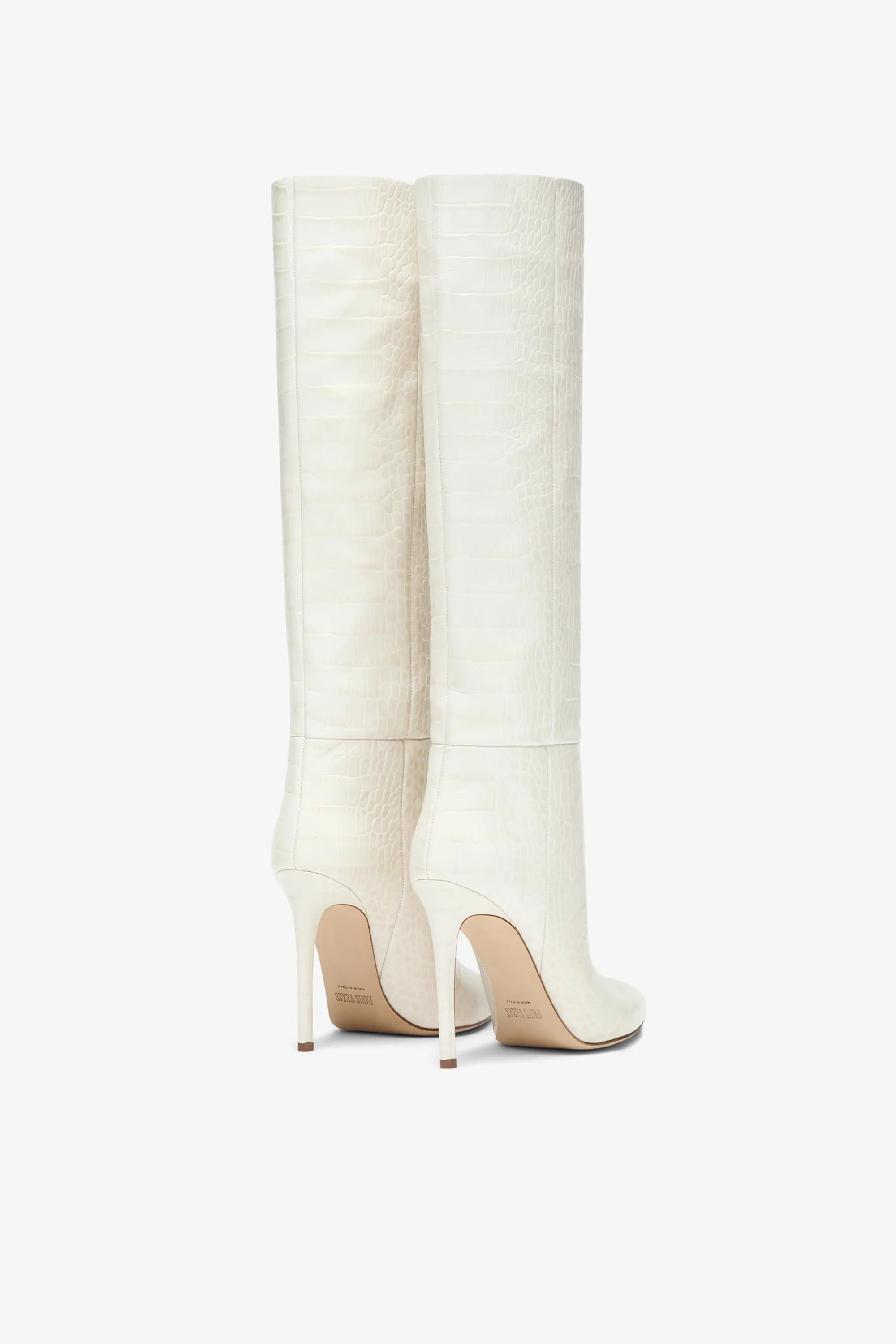 White croc-effect leather stiletto boots sold by Paris Texas product image thumbnail 3