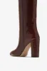 Chocolate brown croc-effect leather boots sold by Paris Texas