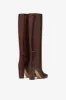 Chocolate brown croc-effect leather boots sold by Paris Texas