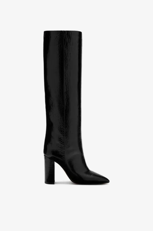 Black croc-effect leather boots sold by Paris Texas