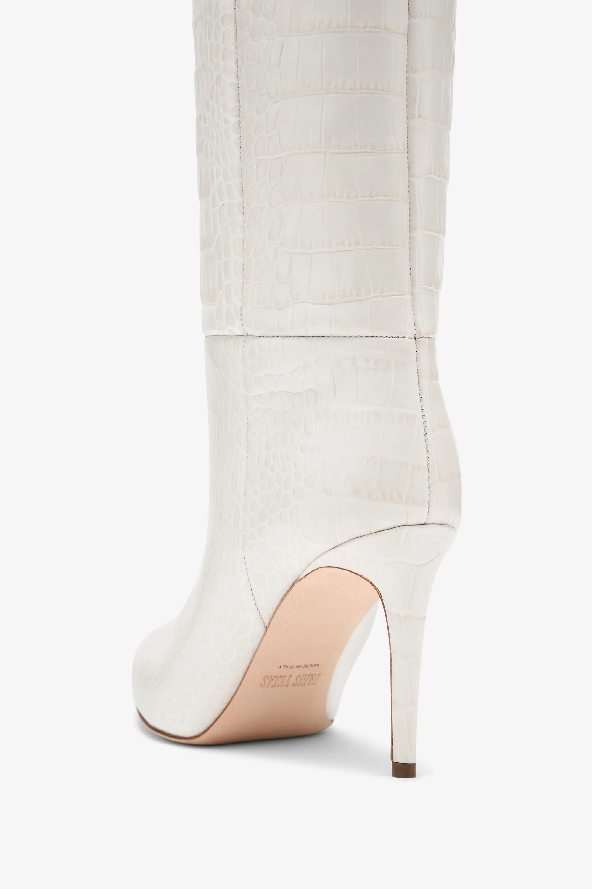White croc-effect leather heel 85 boots sold by Paris Texas product image thumbnail 5