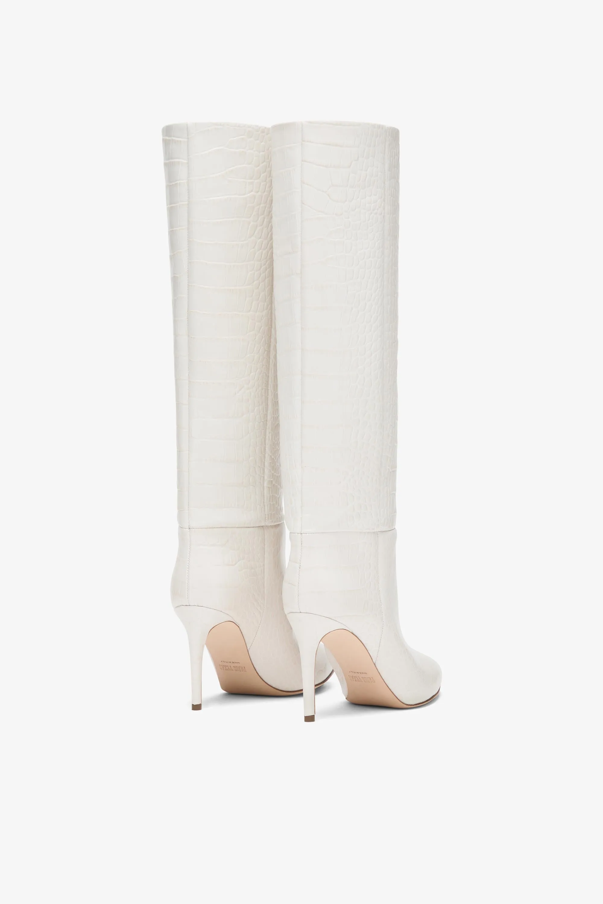 White croc-effect leather heel 85 boots sold by Paris Texas product image thumbnail 3