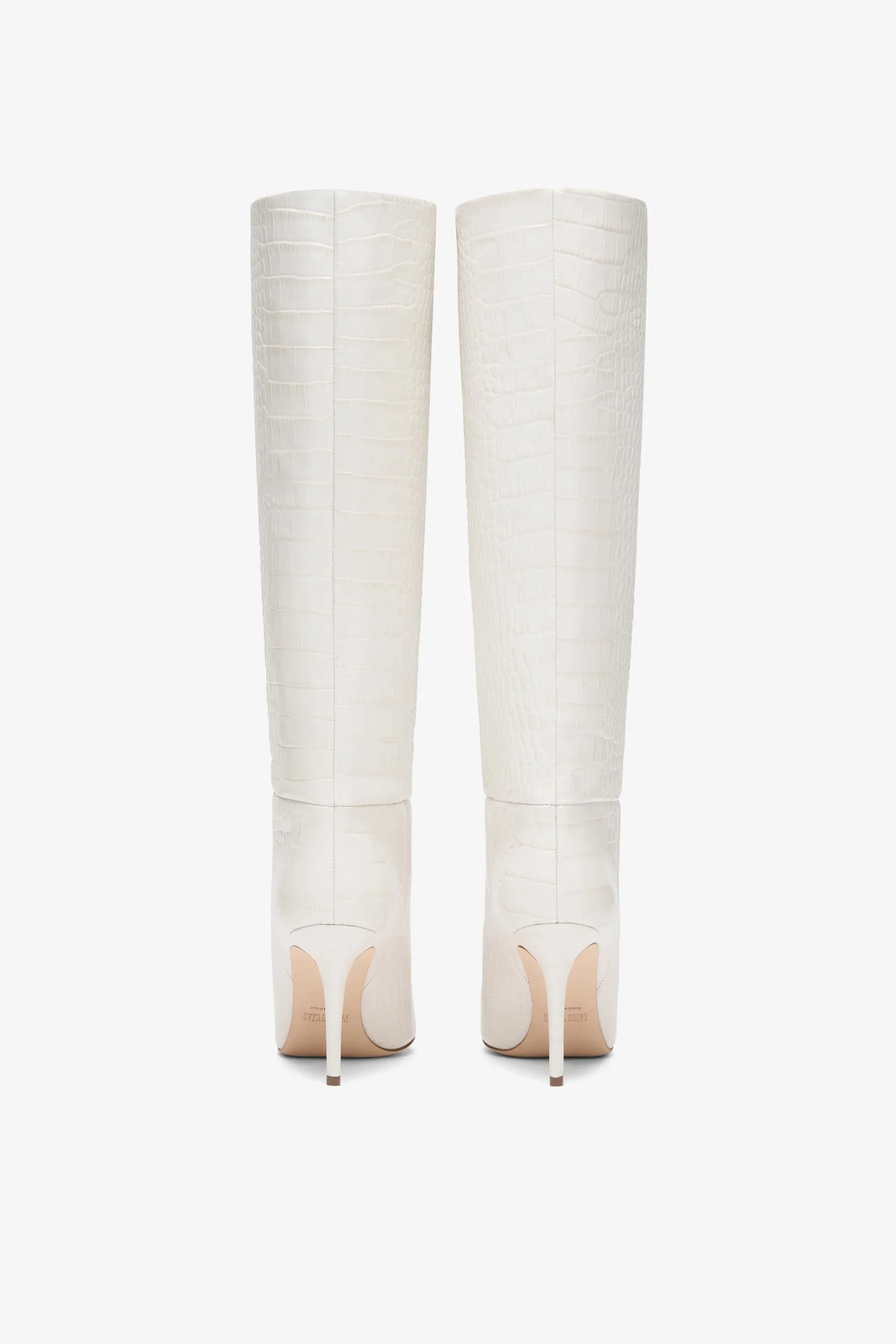 White croc-effect leather heel 85 boots sold by Paris Texas product image thumbnail 4