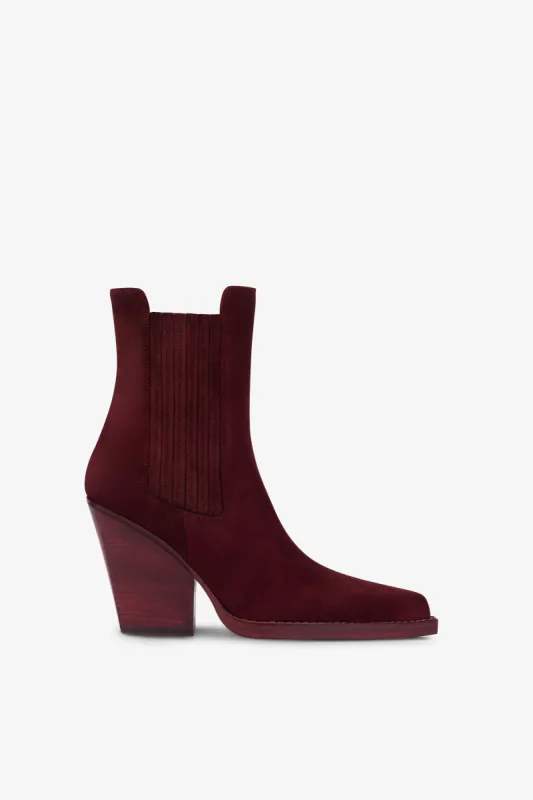 Square-toe ankle boots in Kenya suede leather sold by Paris Texas