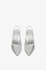 Slingbacks in silver mirror-effect leather sold by Paris Texas