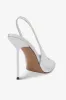 Slingbacks in silver mirror-effect leather sold by Paris Texas