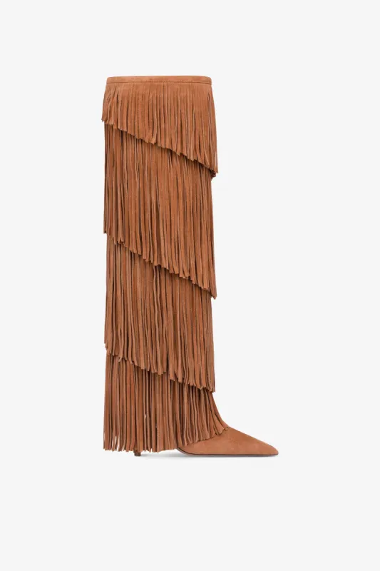 Boots in terracotta suede leather sold by Paris Texas
