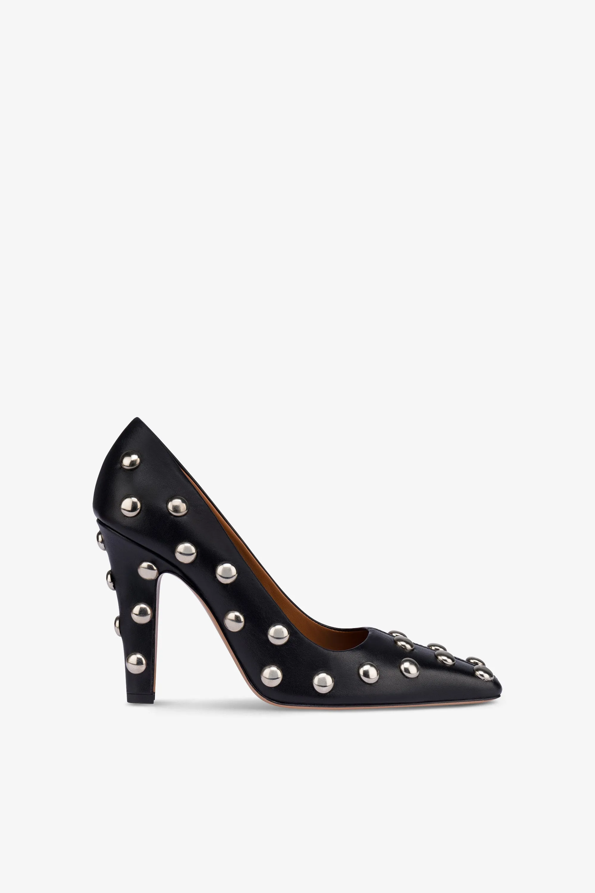 Pumps in nickel-studded black leather sold by Paris Texas