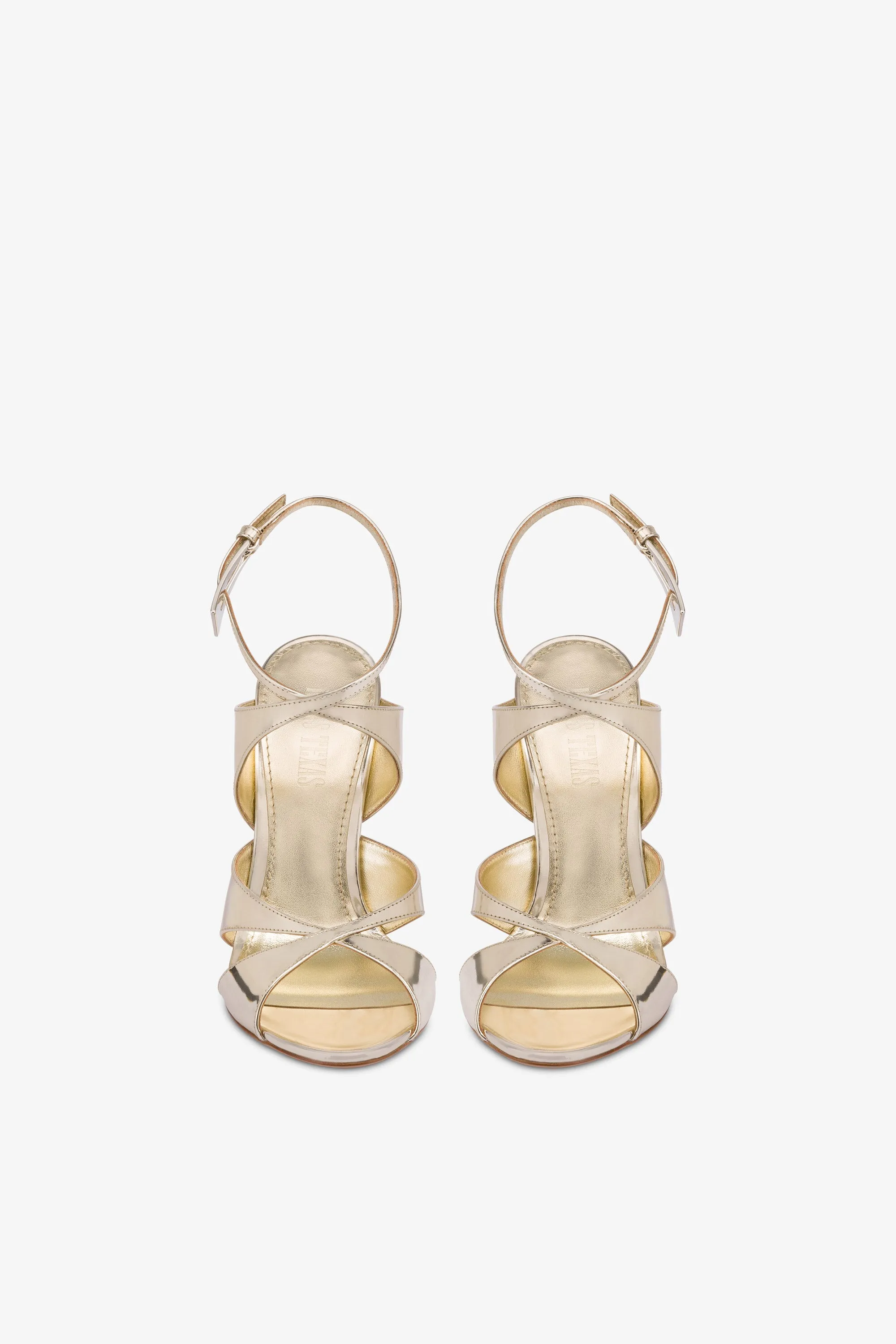 Sandals in platinum mirror-effect leather sold by Paris Texas product image thumbnail 3