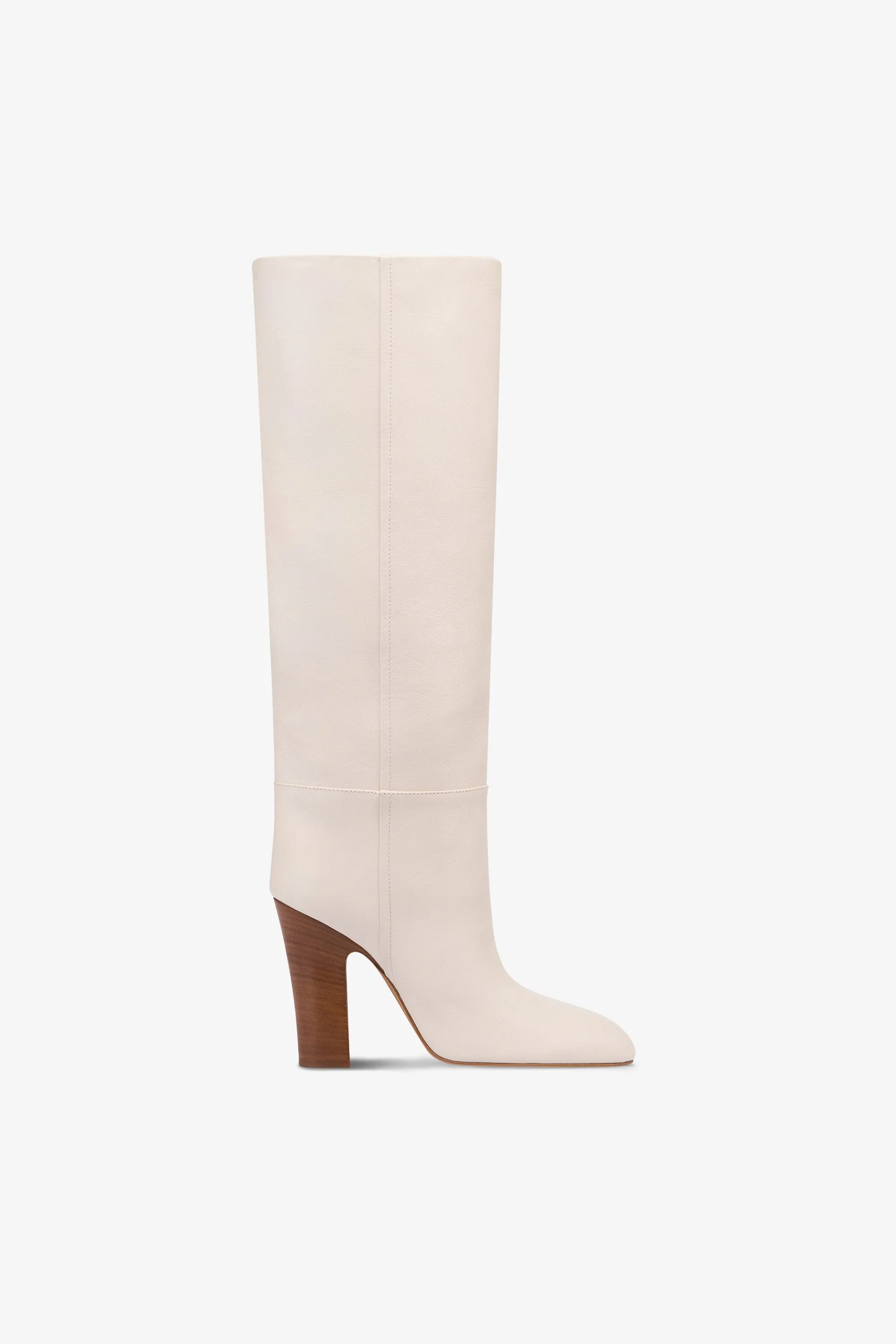 Boots in milk white leather sold by Paris Texas