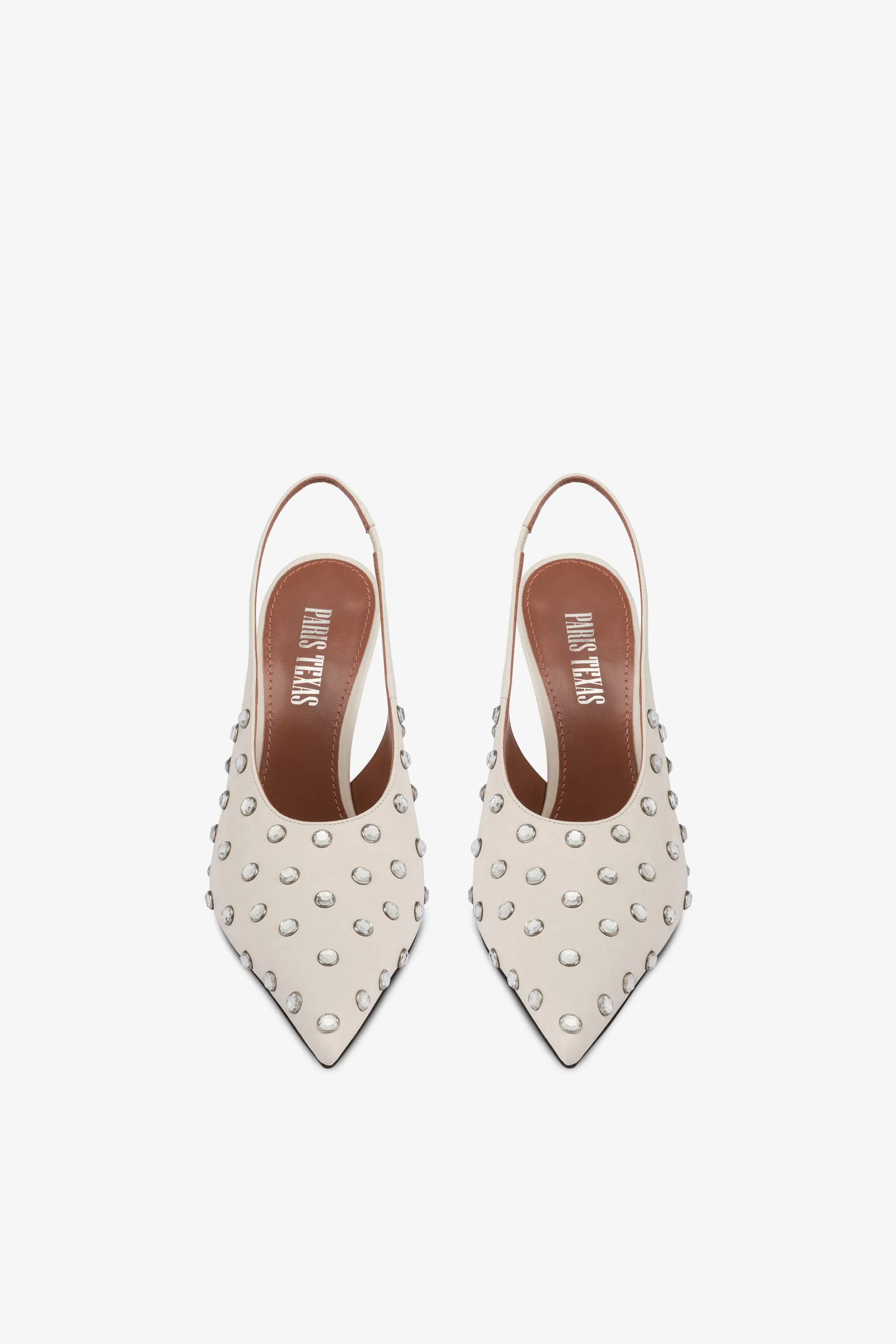 Slingbacks in milk white leather and crystals sold by Paris Texas product image thumbnail 3