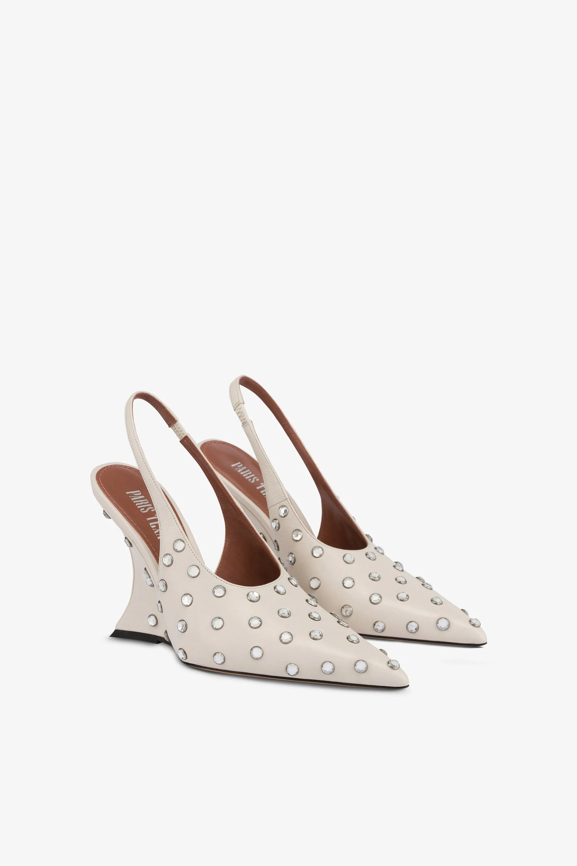 Slingbacks in milk white leather and crystals sold by Paris Texas product image thumbnail 2