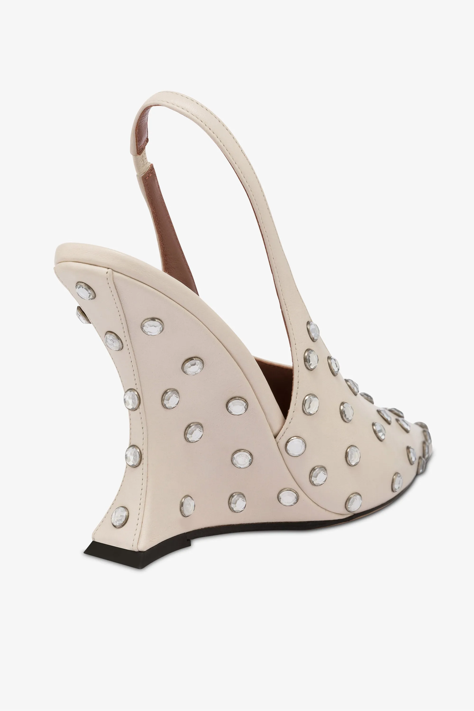 Slingbacks in milk white leather and crystals sold by Paris Texas product image thumbnail 5