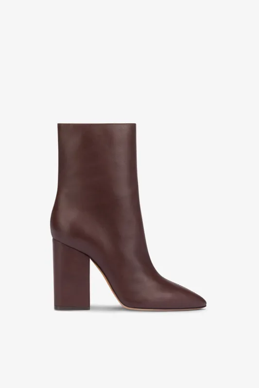 Pointed ankle boots in smooth mocha leather sold by Paris Texas