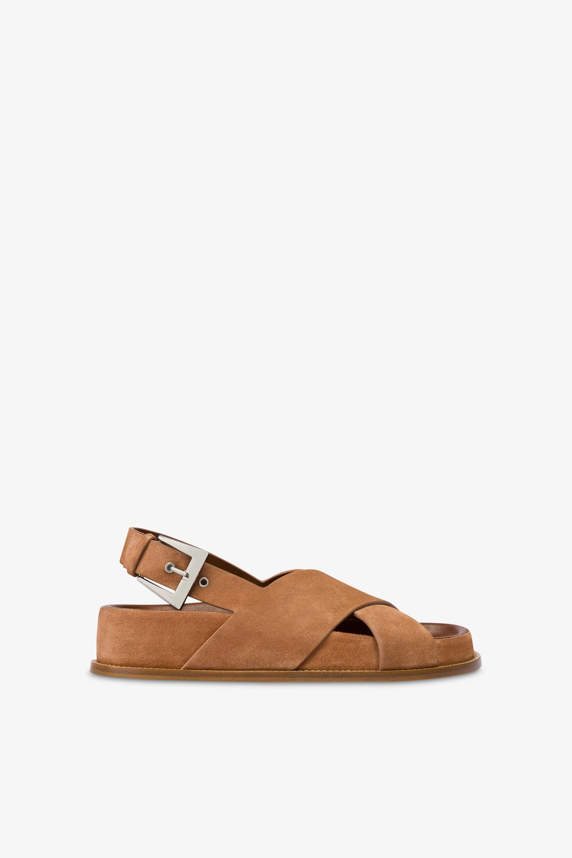 Sandals in terracotta suede leather sold by Paris Texas