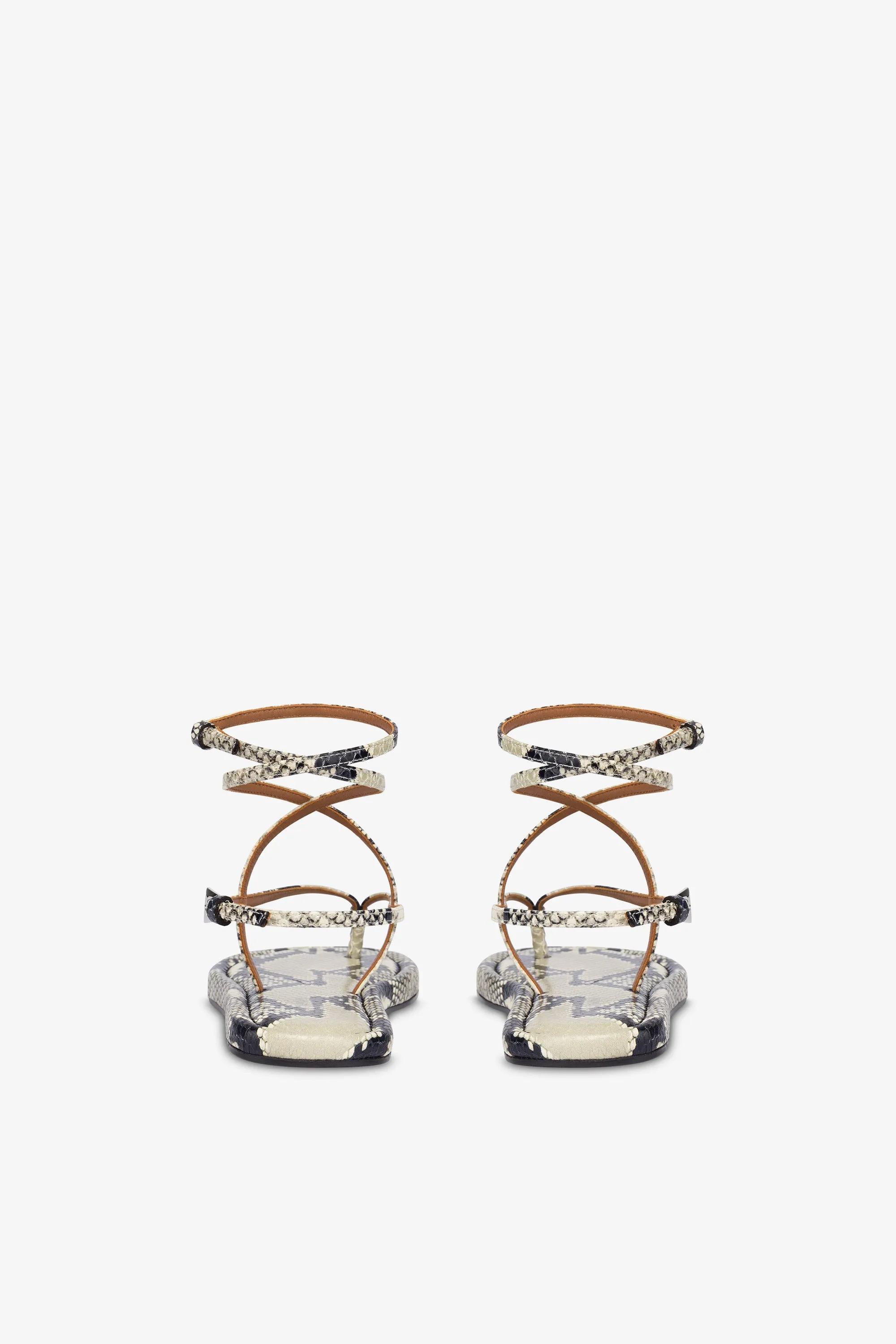 Lace-up sandals in natural python-print leather sold by Paris Texas product image thumbnail 4