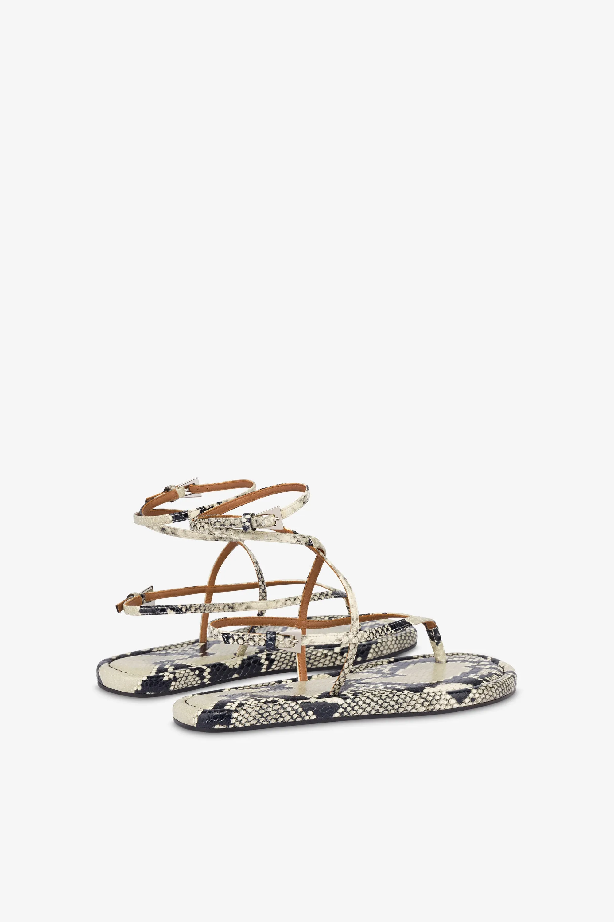 Lace-up sandals in natural python-print leather sold by Paris Texas product image thumbnail 3
