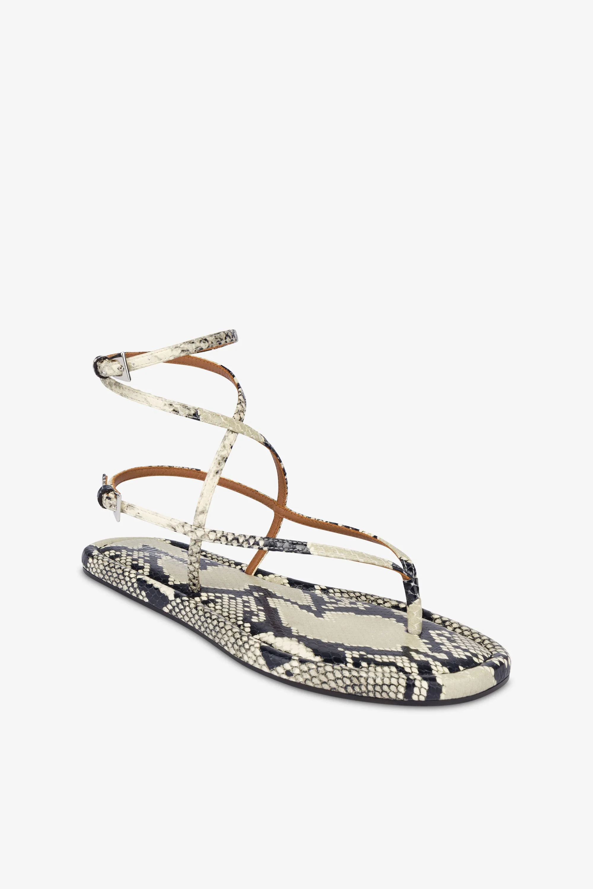 Lace-up sandals in natural python-print leather sold by Paris Texas product image thumbnail 5
