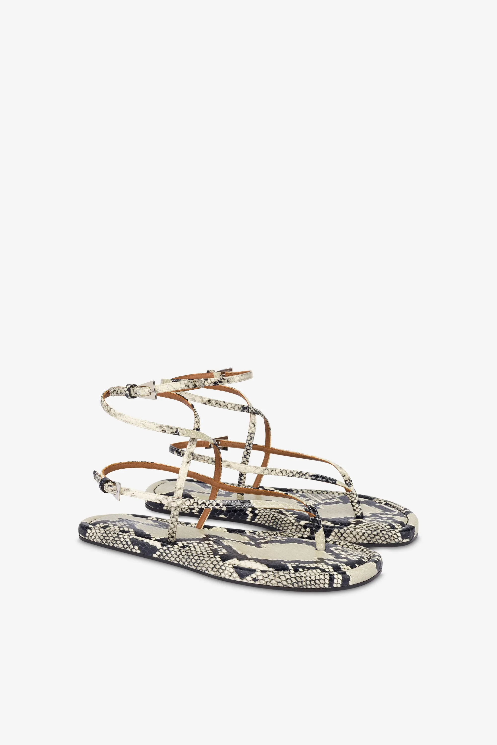 Lace-up sandals in natural python-print leather sold by Paris Texas product image thumbnail 2