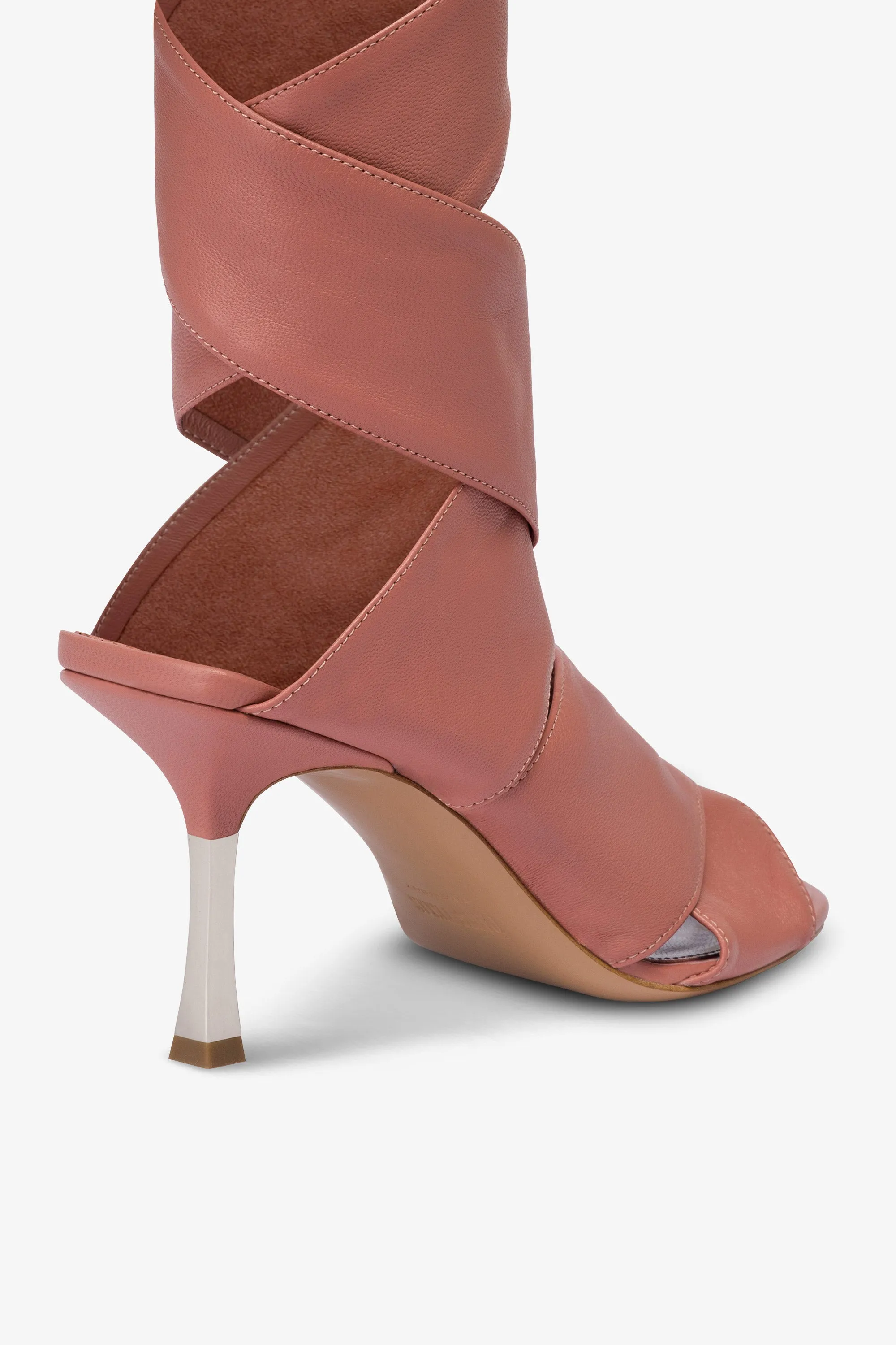 Wrap-around sandals in Texas rose leather sold by Paris Texas product image thumbnail 5