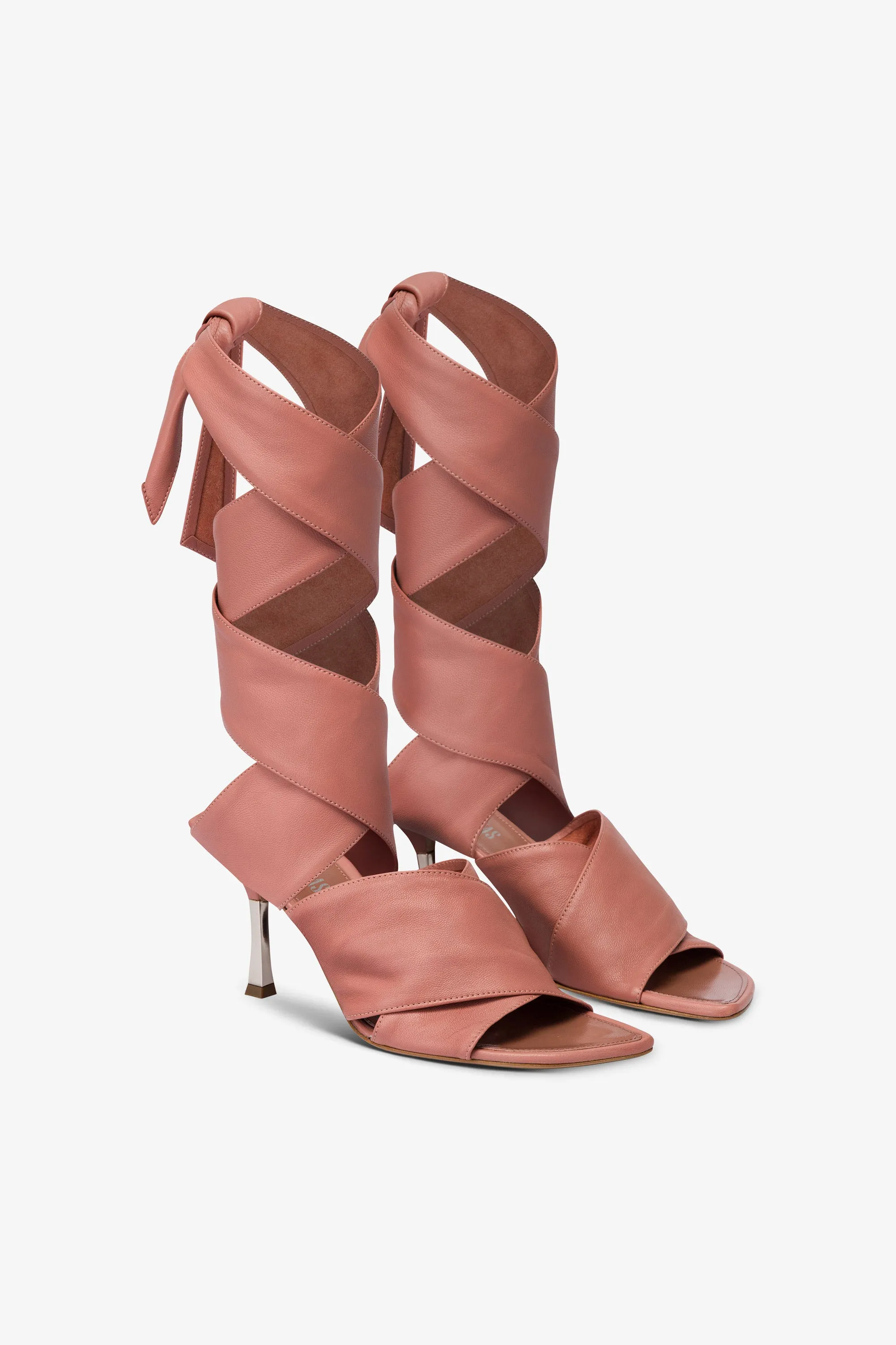 Wrap-around sandals in Texas rose leather sold by Paris Texas product image thumbnail 2