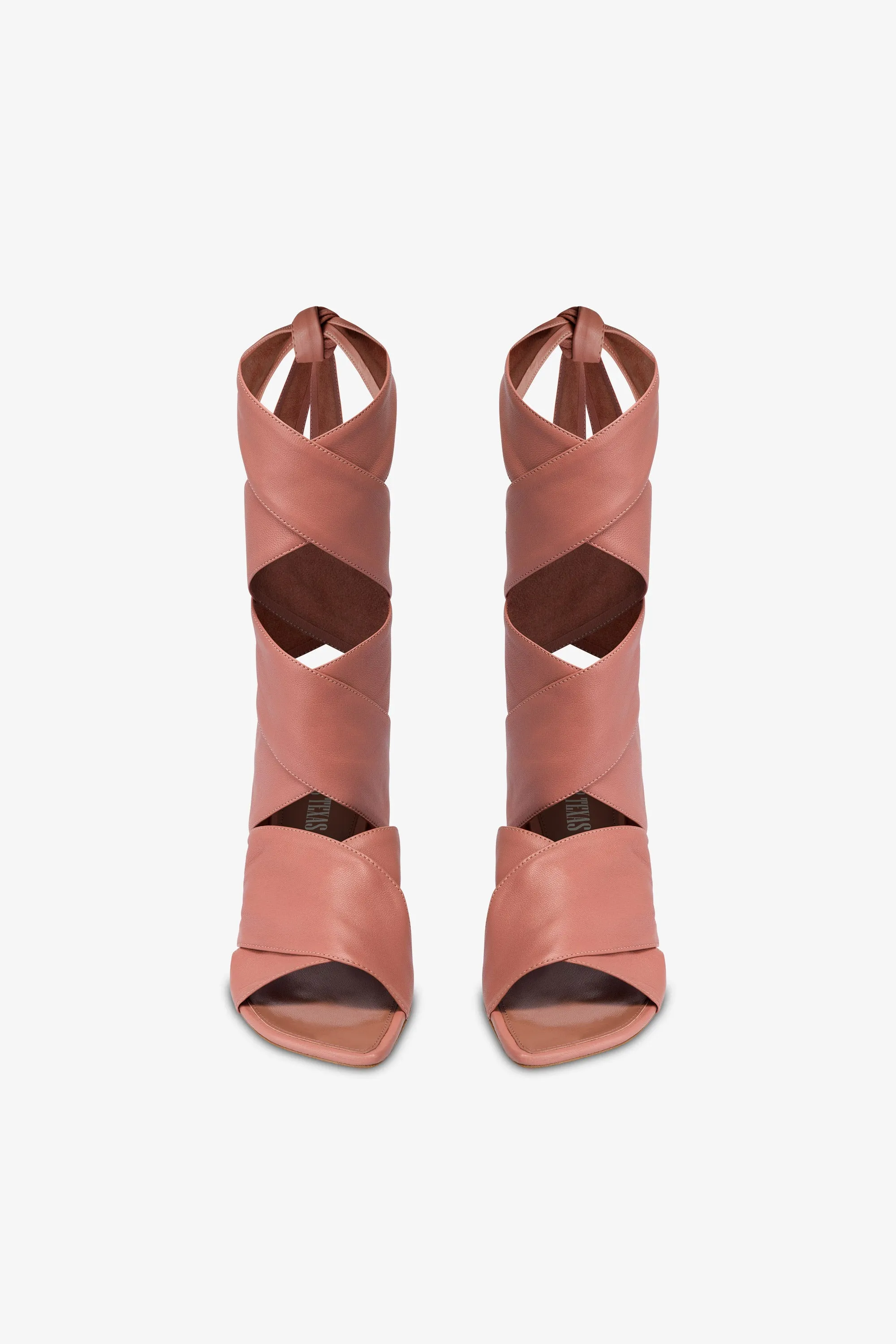 Wrap-around sandals in Texas rose leather sold by Paris Texas product image thumbnail 3