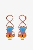 Sandals in orange sunset mirror-effect leather sold by Paris Texas