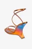 Sandals in orange sunset mirror-effect leather sold by Paris Texas
