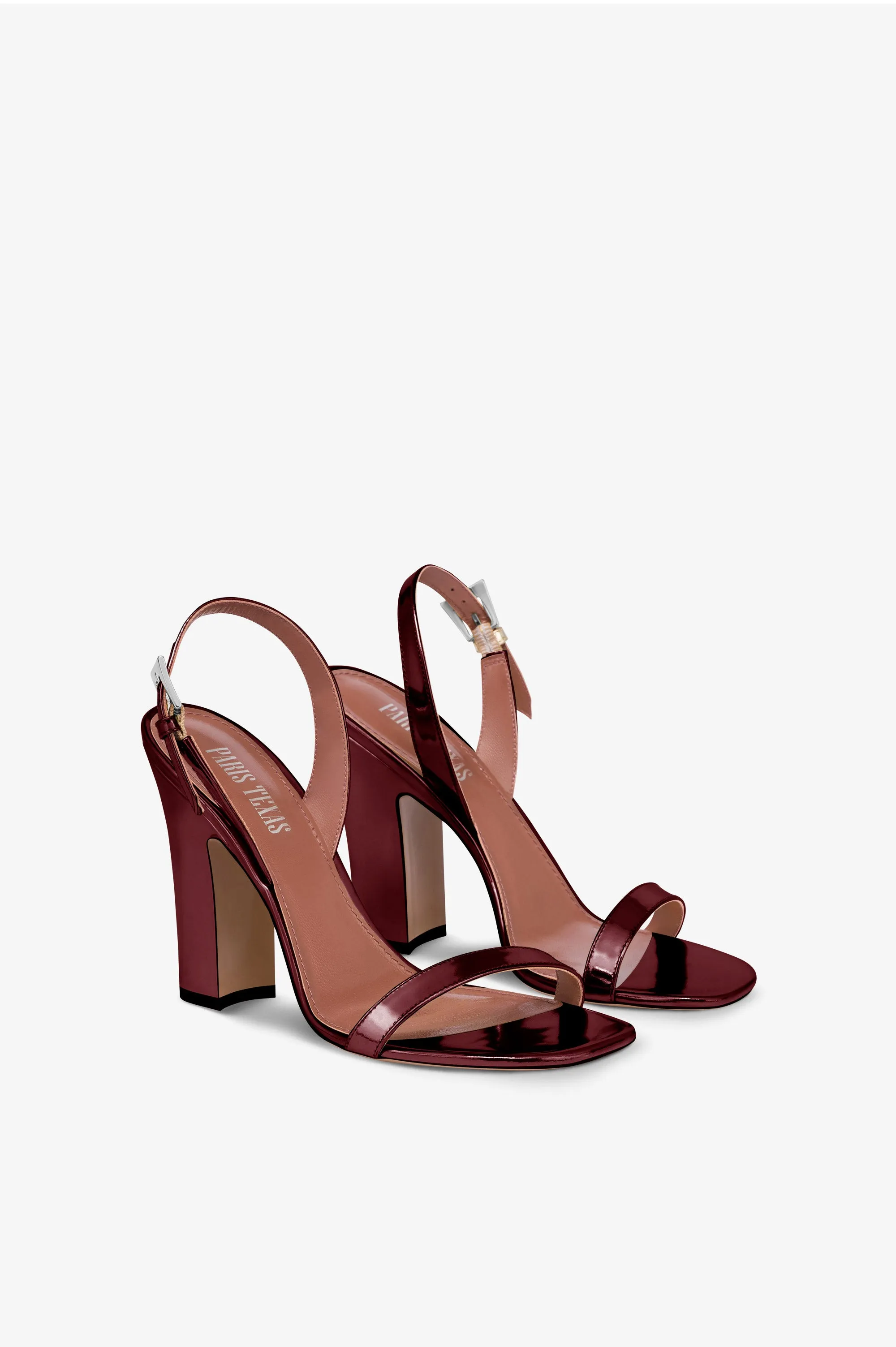 Slingbacks in wine-colored mirror-effect leather sold by Paris Texas product image thumbnail 2