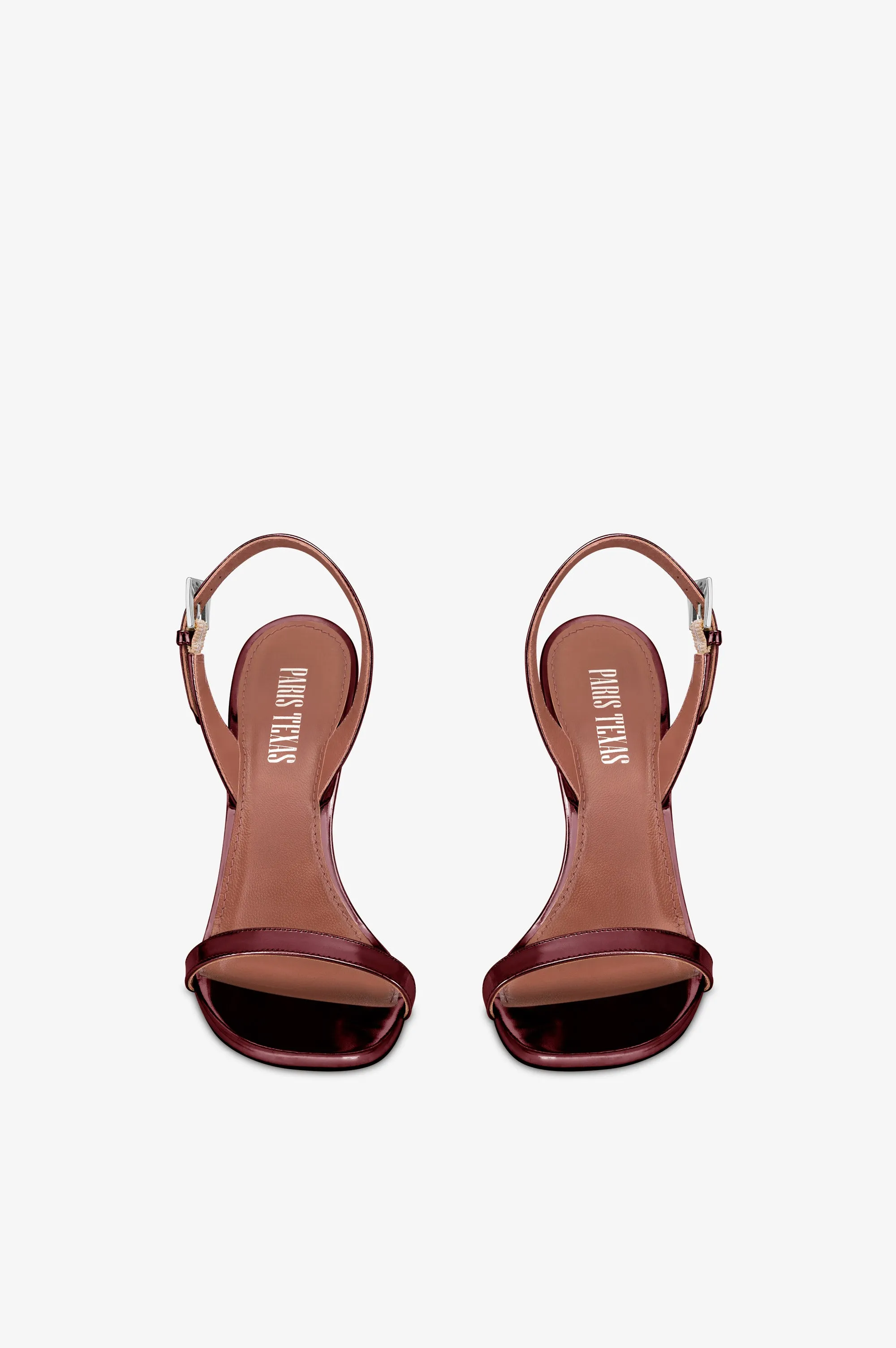 Slingbacks in wine-colored mirror-effect leather sold by Paris Texas product image thumbnail 3
