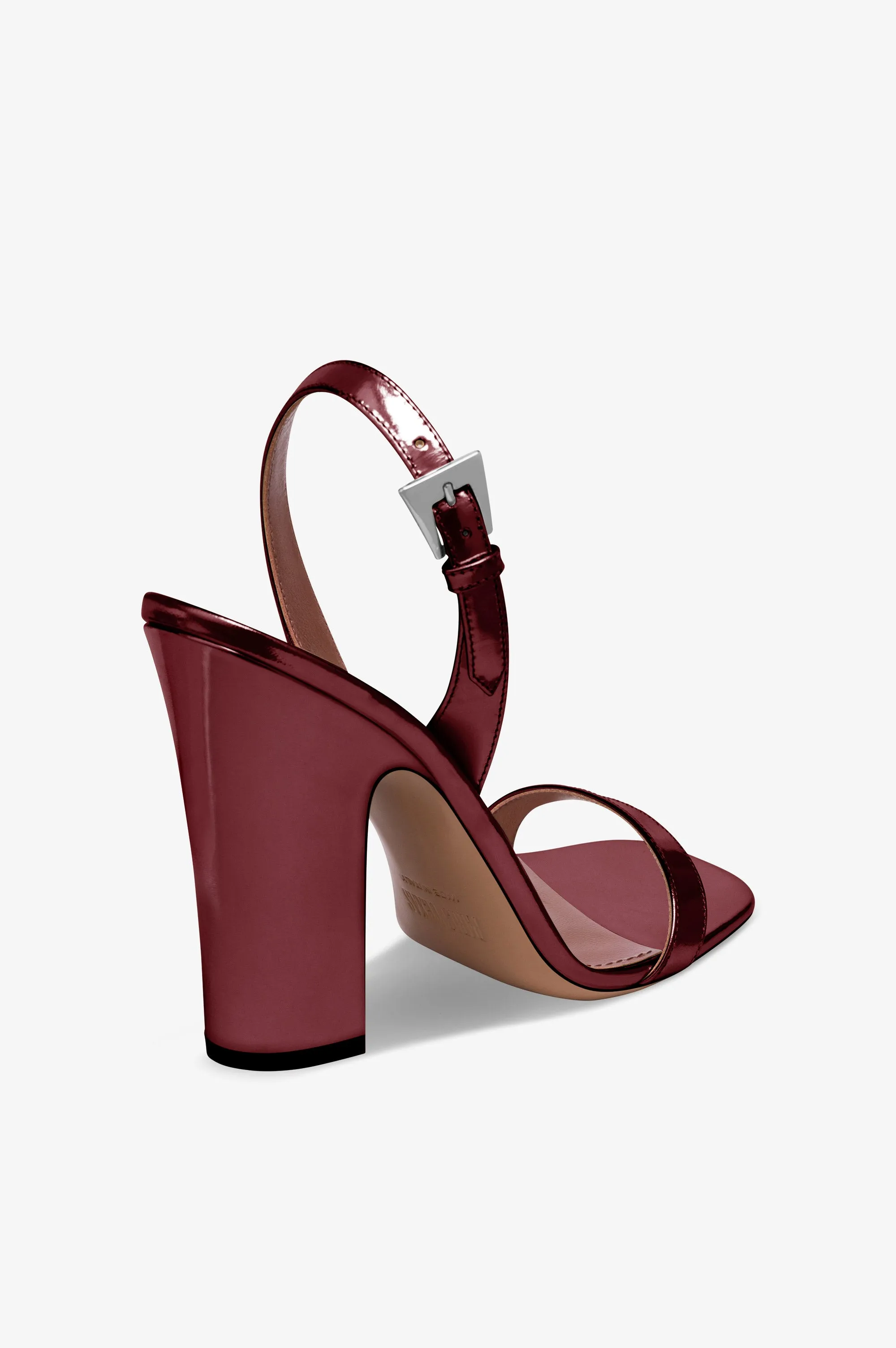 Slingbacks in wine-colored mirror-effect leather sold by Paris Texas product image thumbnail 5