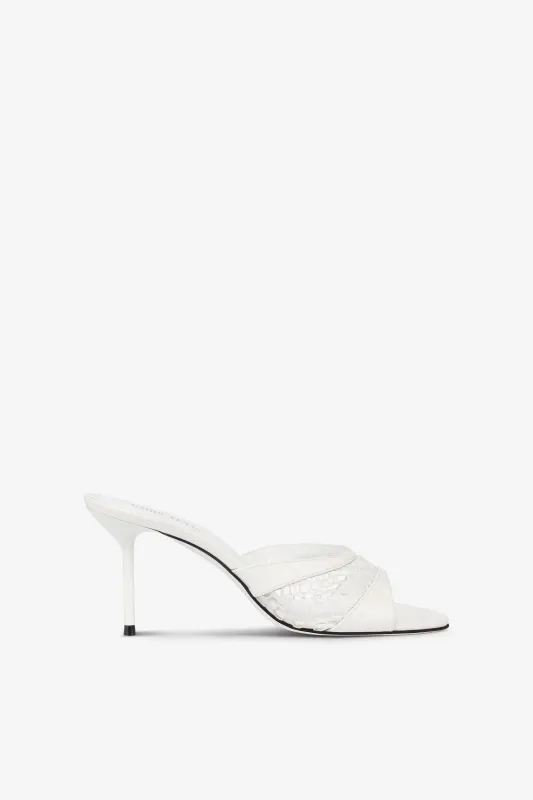 Mules in white mesh and patent leather made by Paris Texas