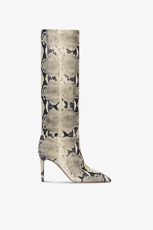 Boots in natural python-print leather sold by Paris Texas