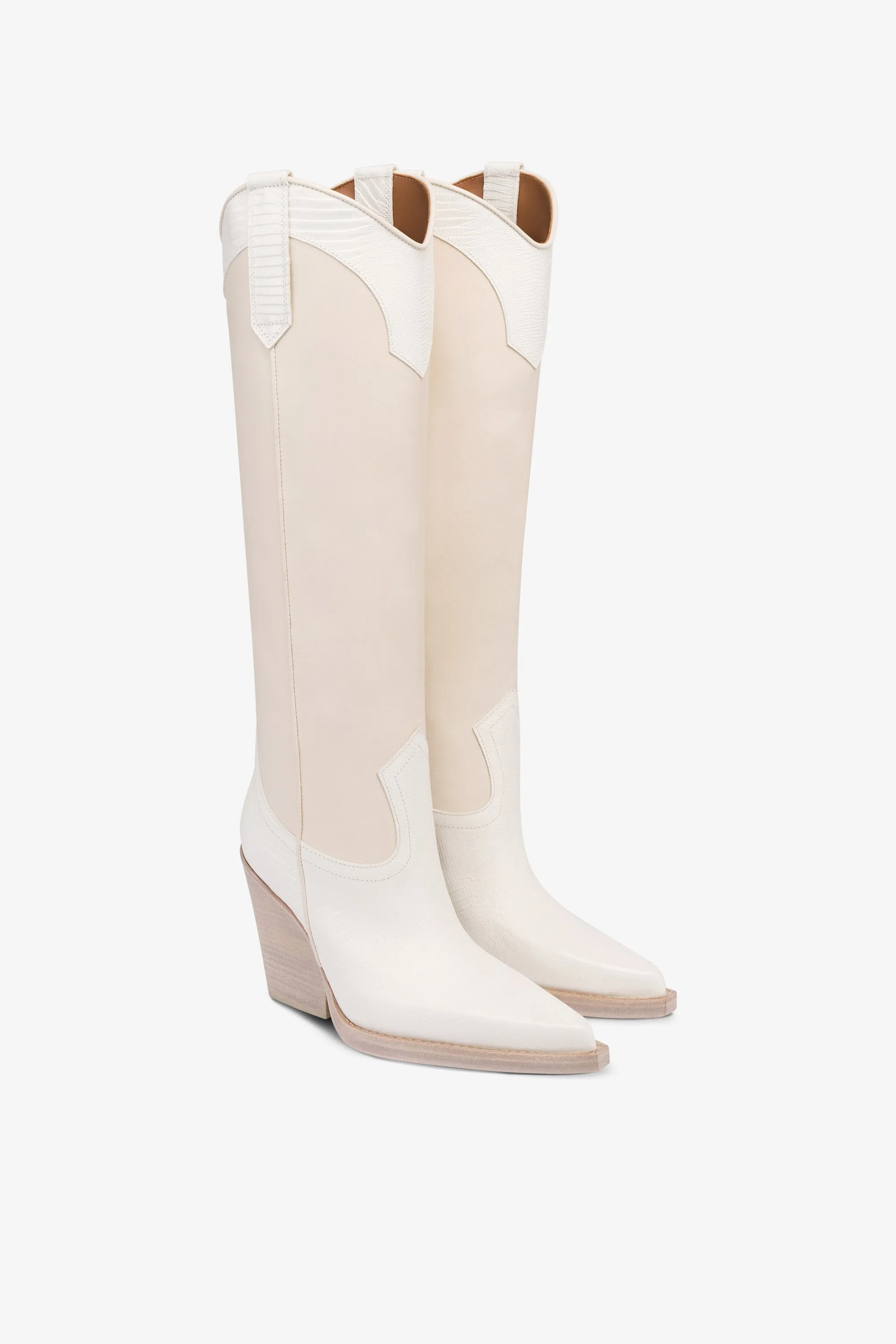 Boots in lizard-print and white leather sold by Paris Texas product image thumbnail 2