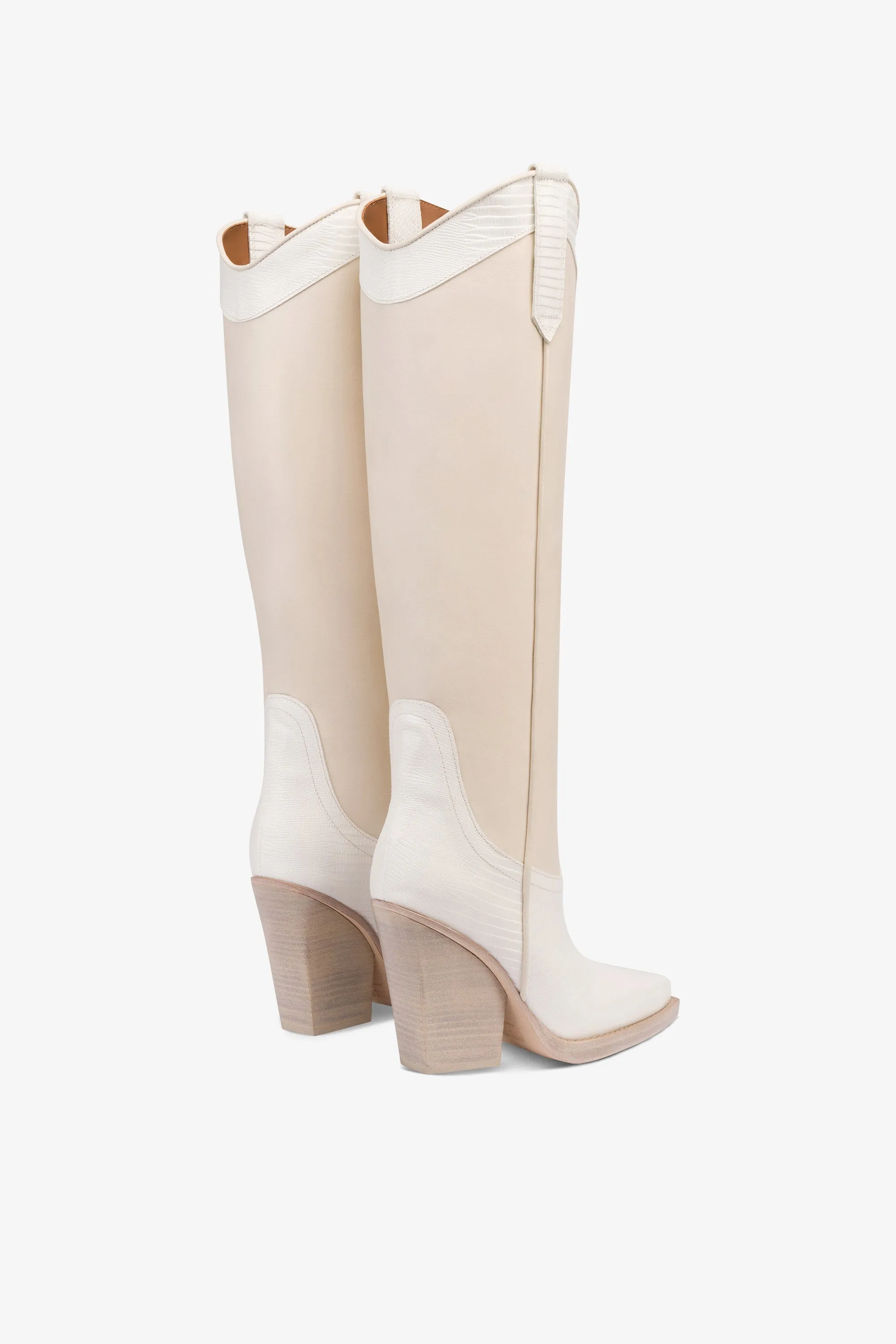 Boots in lizard-print and white leather sold by Paris Texas product image thumbnail 3