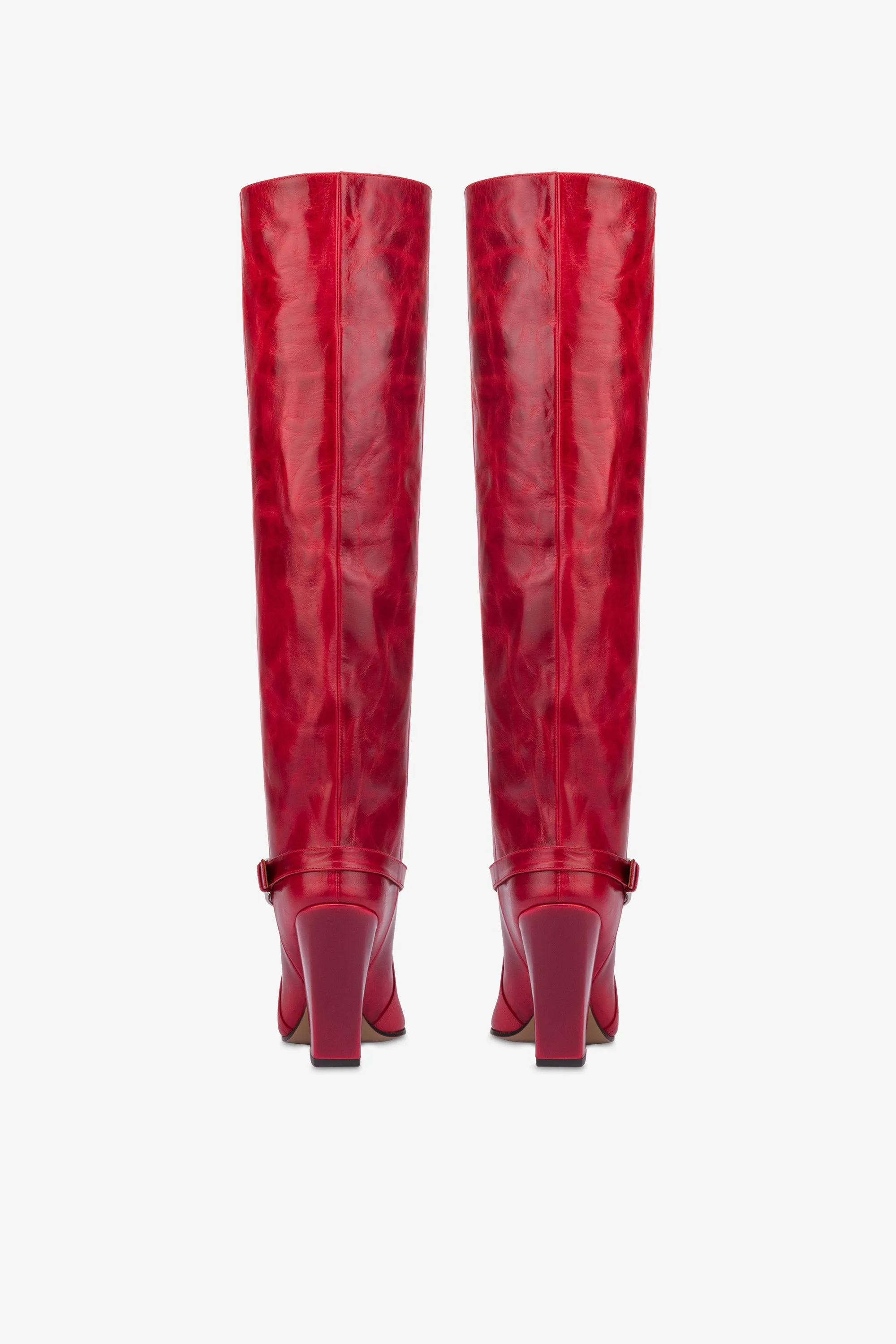 Tall, knee-high boots in shiny fiesta vintage leather sold by Paris Texas product image thumbnail 4