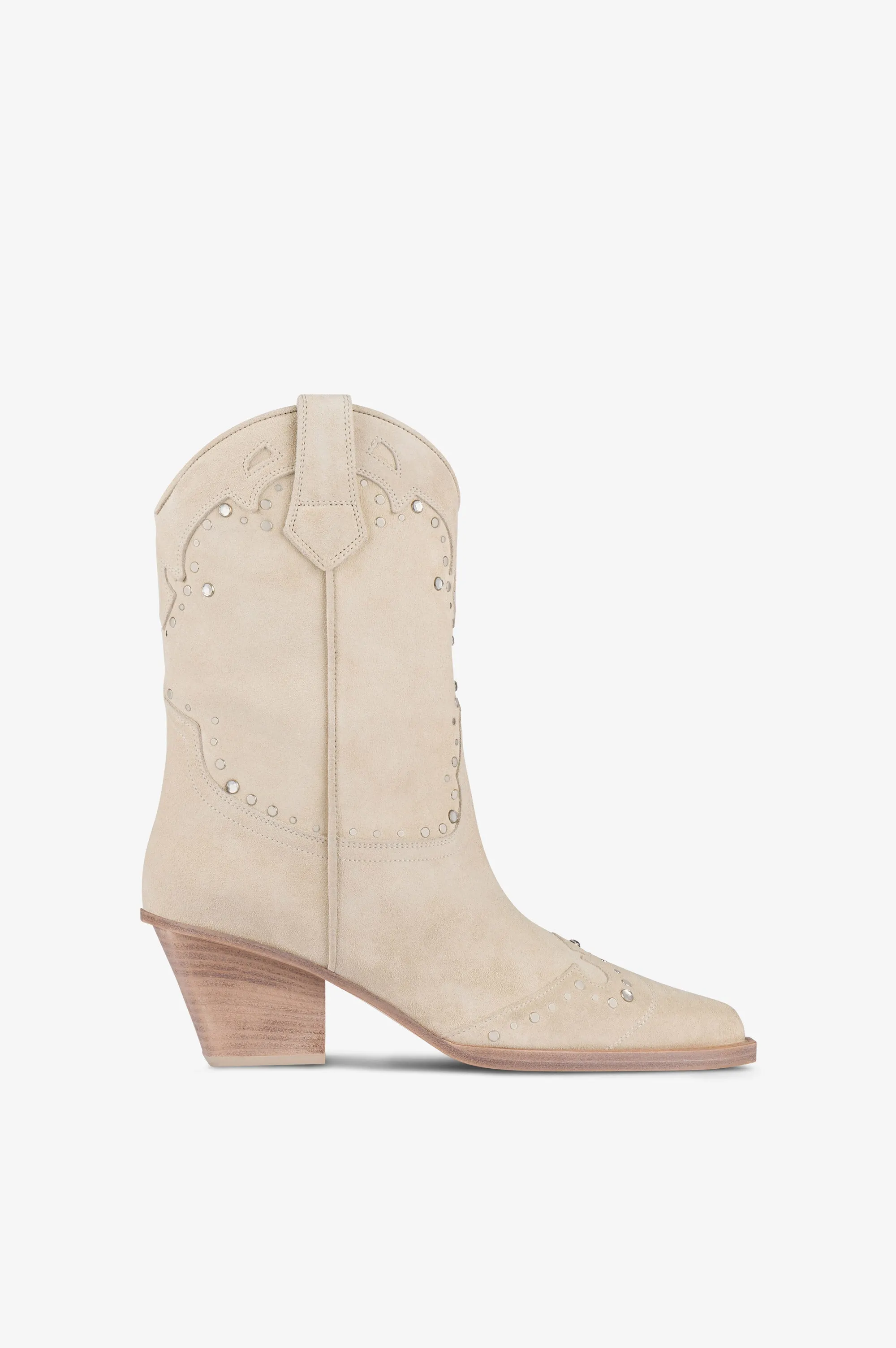 ANGORA SUEDE BOOTS WITH STUDS sold by Paris Texas