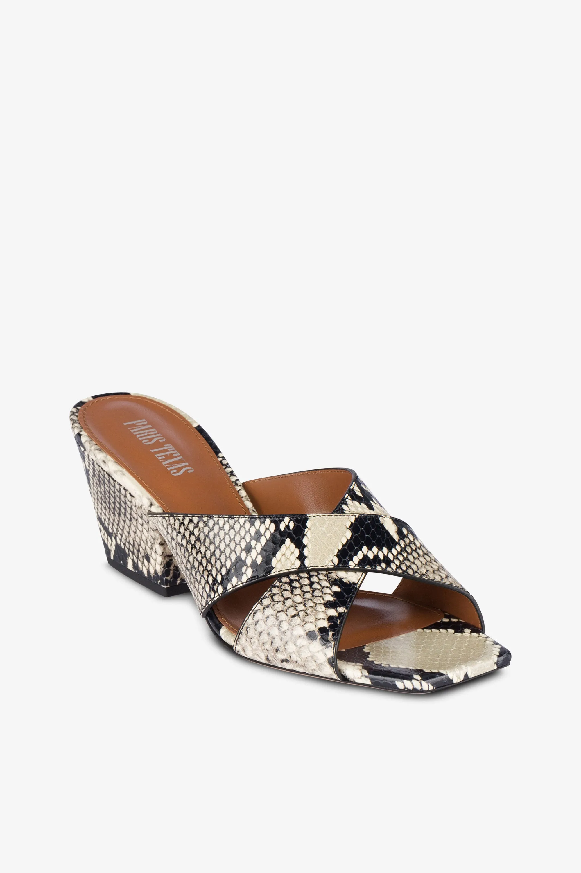Natural python-effect leather mule sold by Paris Texas product image thumbnail 5
