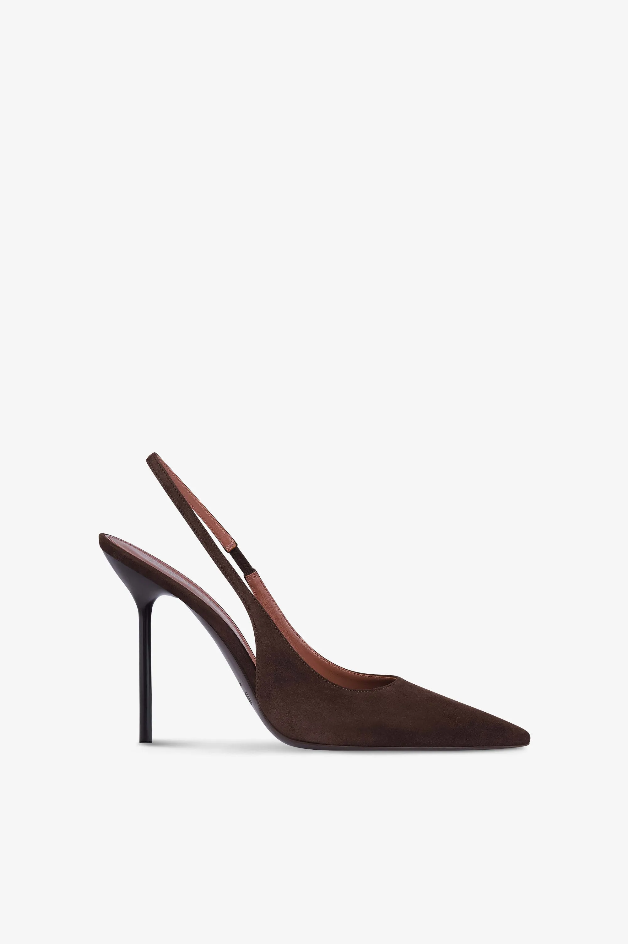 Slingbacks in ebony suede leather sold by Paris Texas