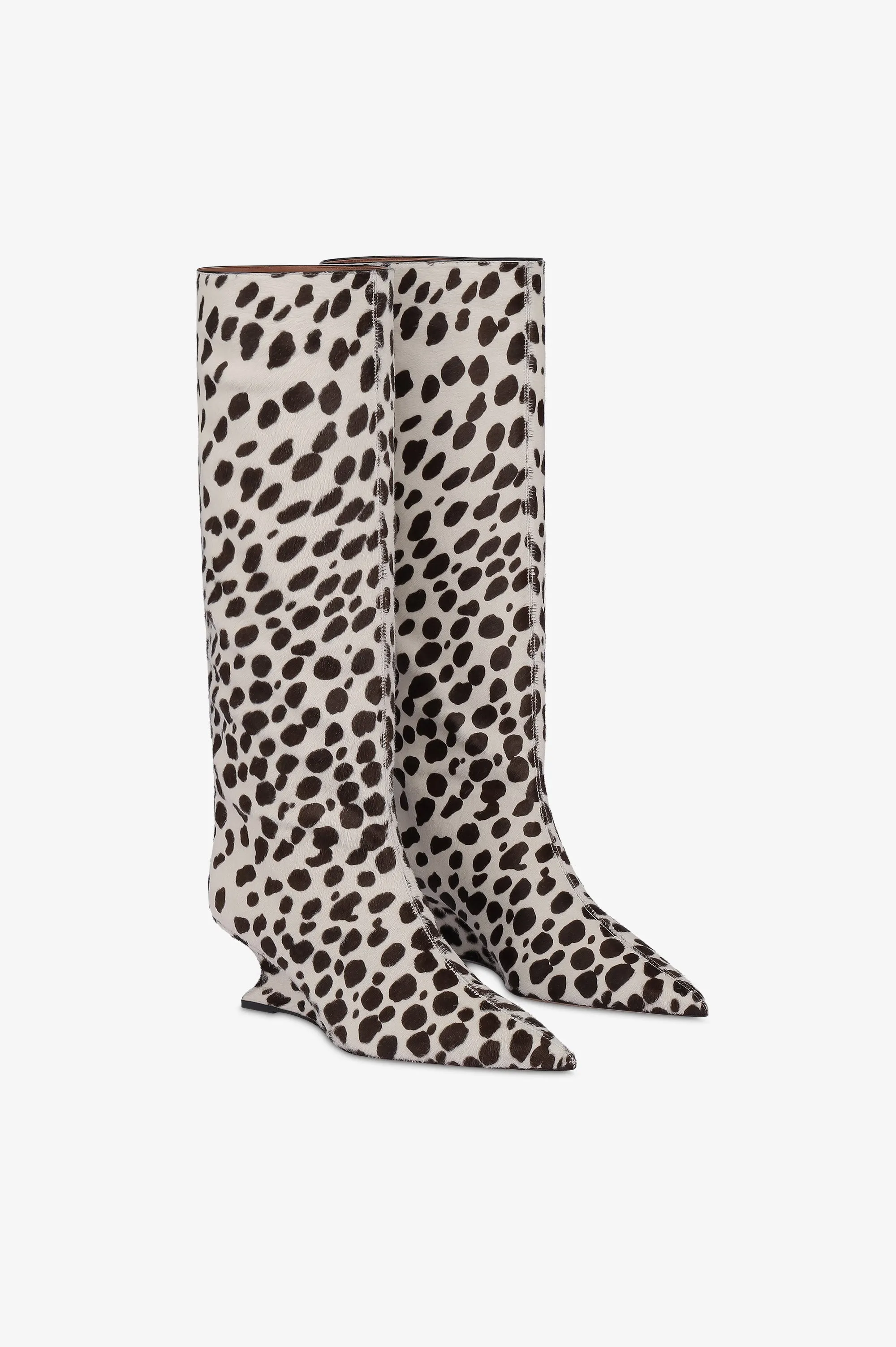 Boots in white and dark brown printed cowhide sold by Paris Texas product image thumbnail 2