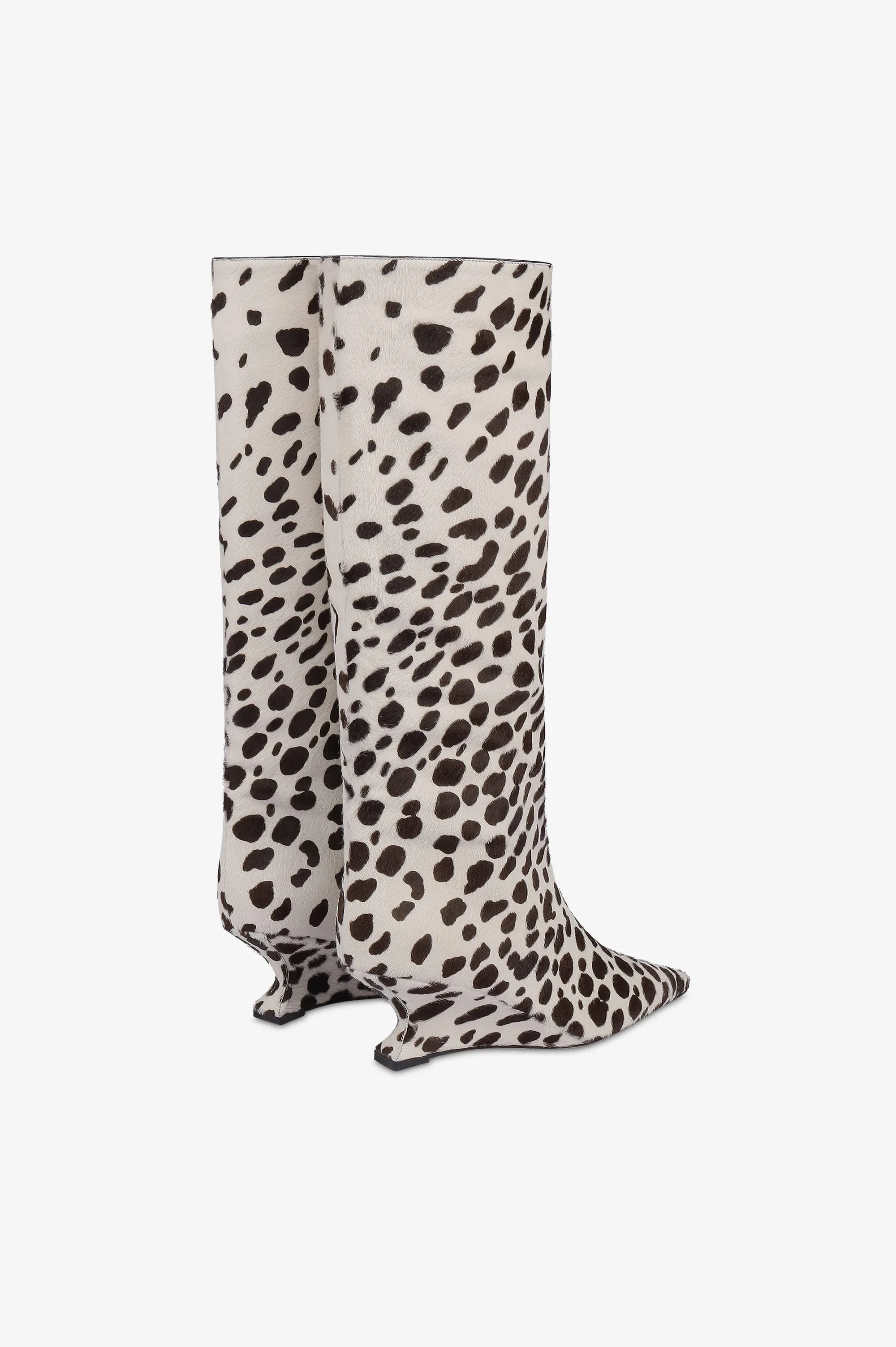 Boots in white and dark brown printed cowhide sold by Paris Texas product image thumbnail 3