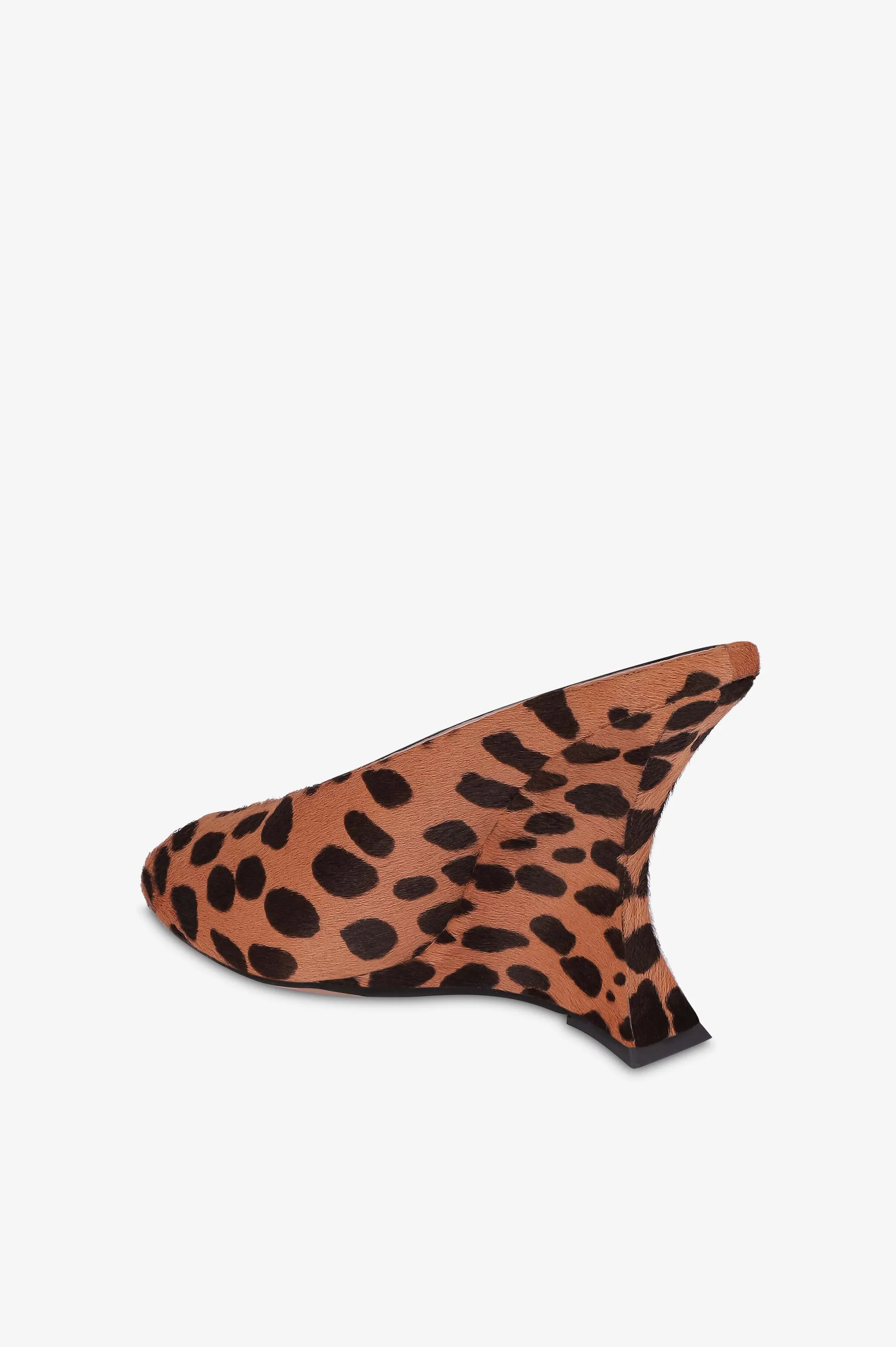 Open-toe sabots in caramel and dark brown printed cowhide sold by Paris Texas product image thumbnail 5