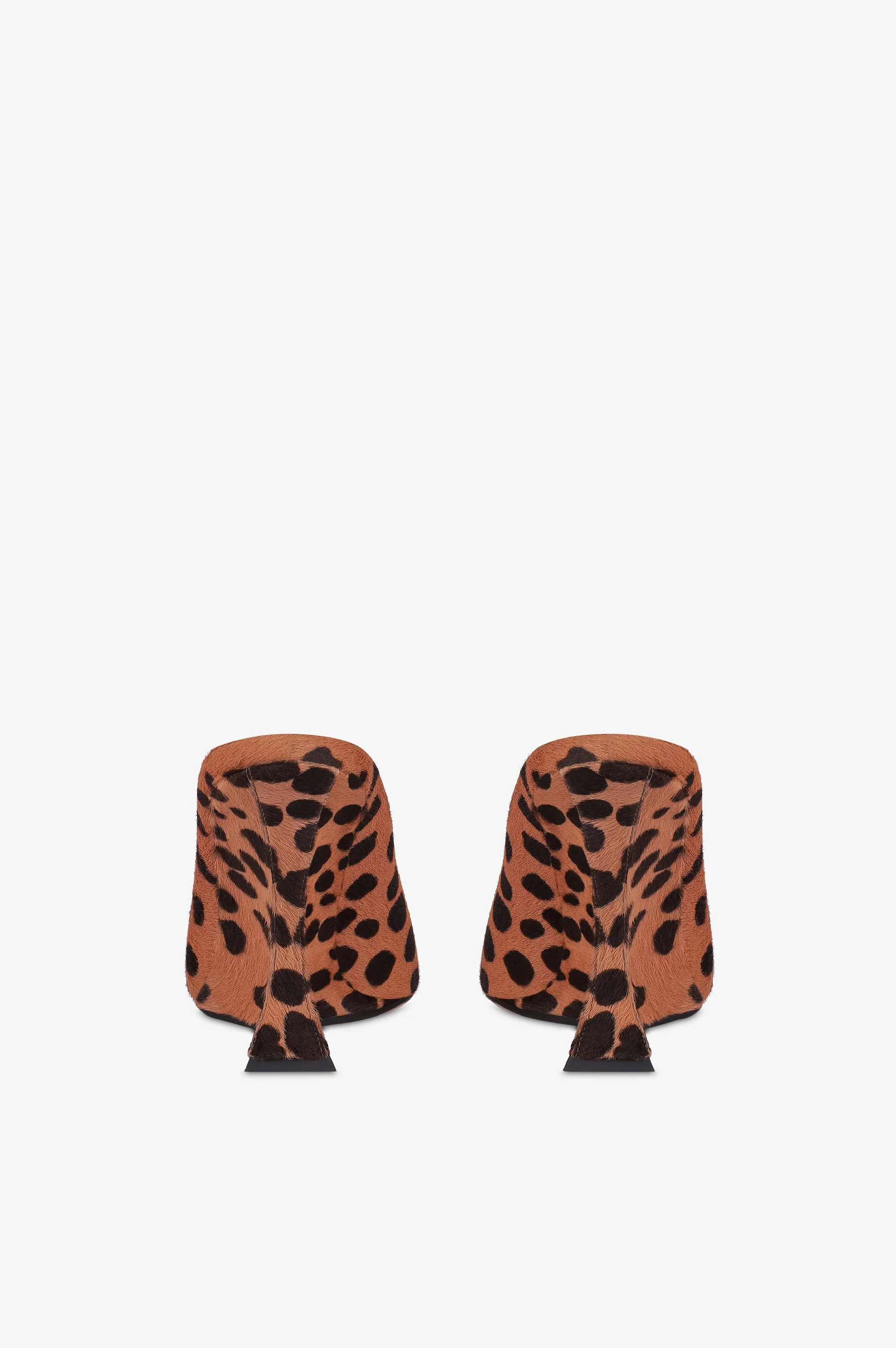 Open-toe sabots in caramel and dark brown printed cowhide sold by Paris Texas product image thumbnail 4