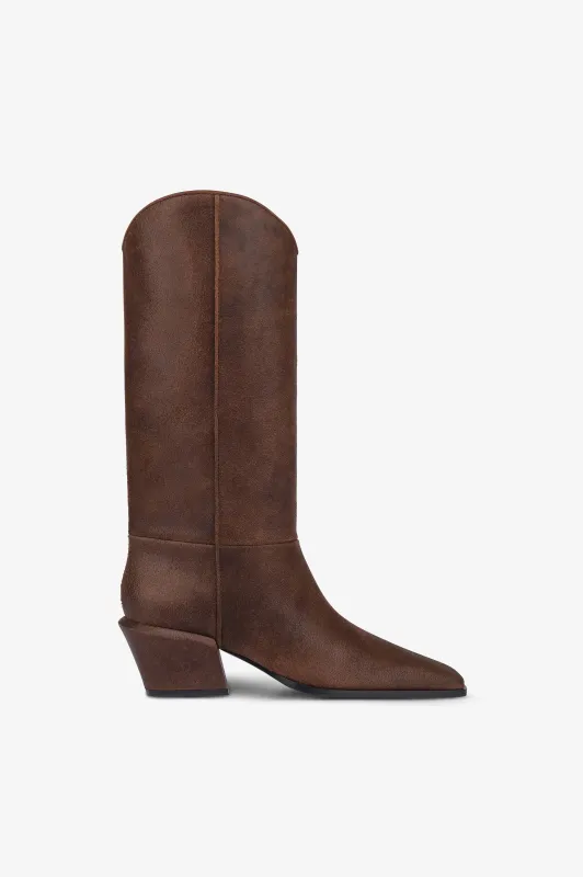 Boots in ebony vintage-effect calf leather sold by Paris Texas