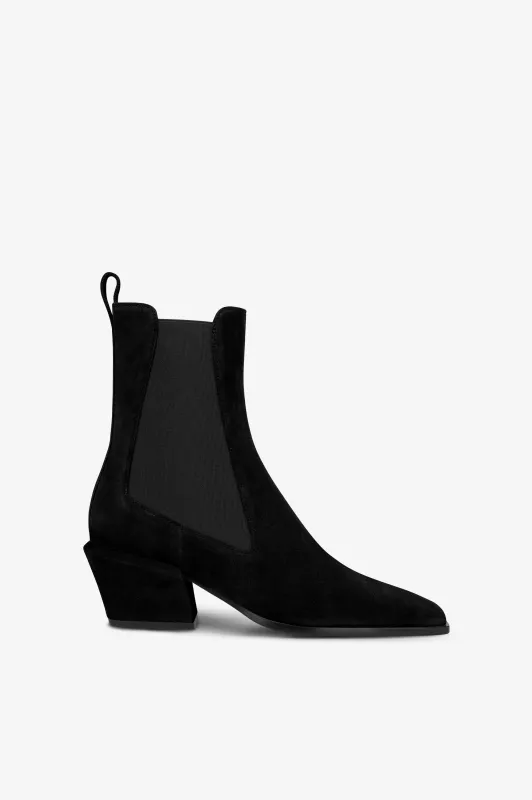 Ankle boots in black calf suede leather sold by Paris Texas