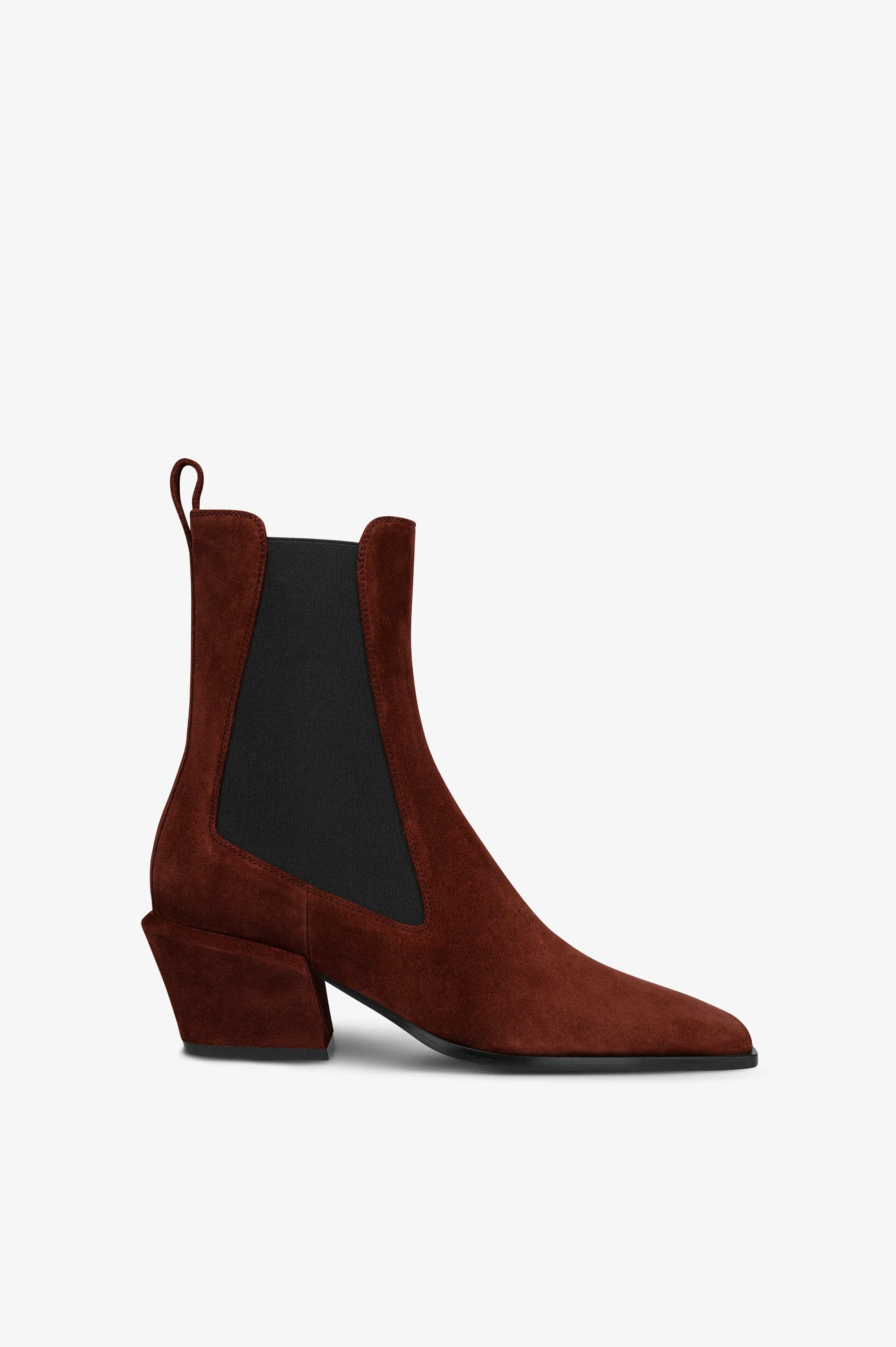 Ankle boots in mahogany calf suede leather sold by Paris Texas