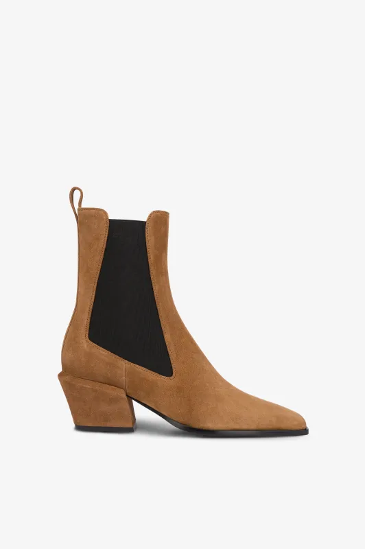 Ankle boots in brown calf suede leather sold by Paris Texas