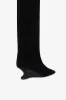 Boots in black calf suede leather with lizard print leather heel sold by Paris Texas