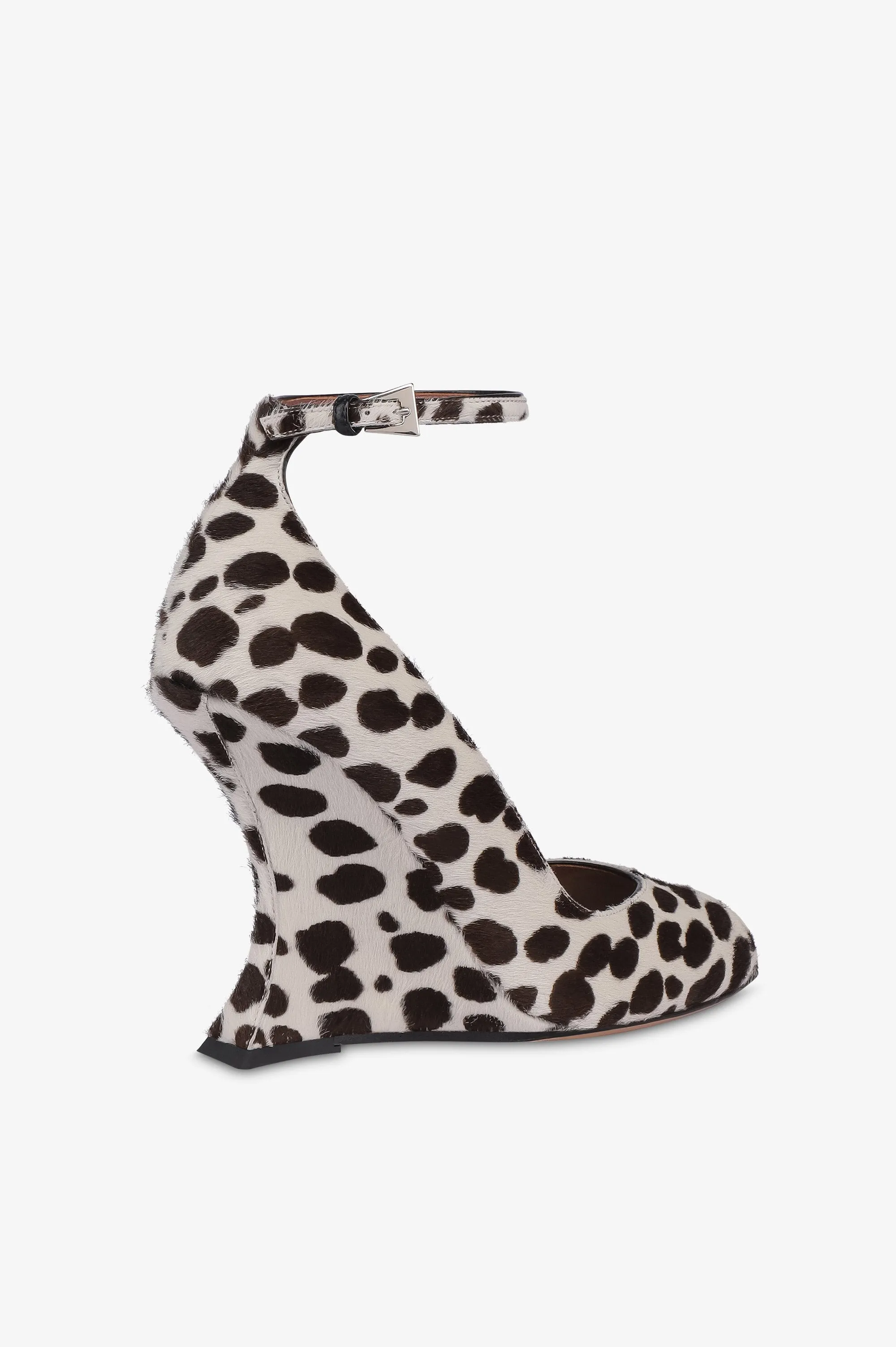 Pumps in white and dark brown printed cowhide sold by Paris Texas product image thumbnail 5