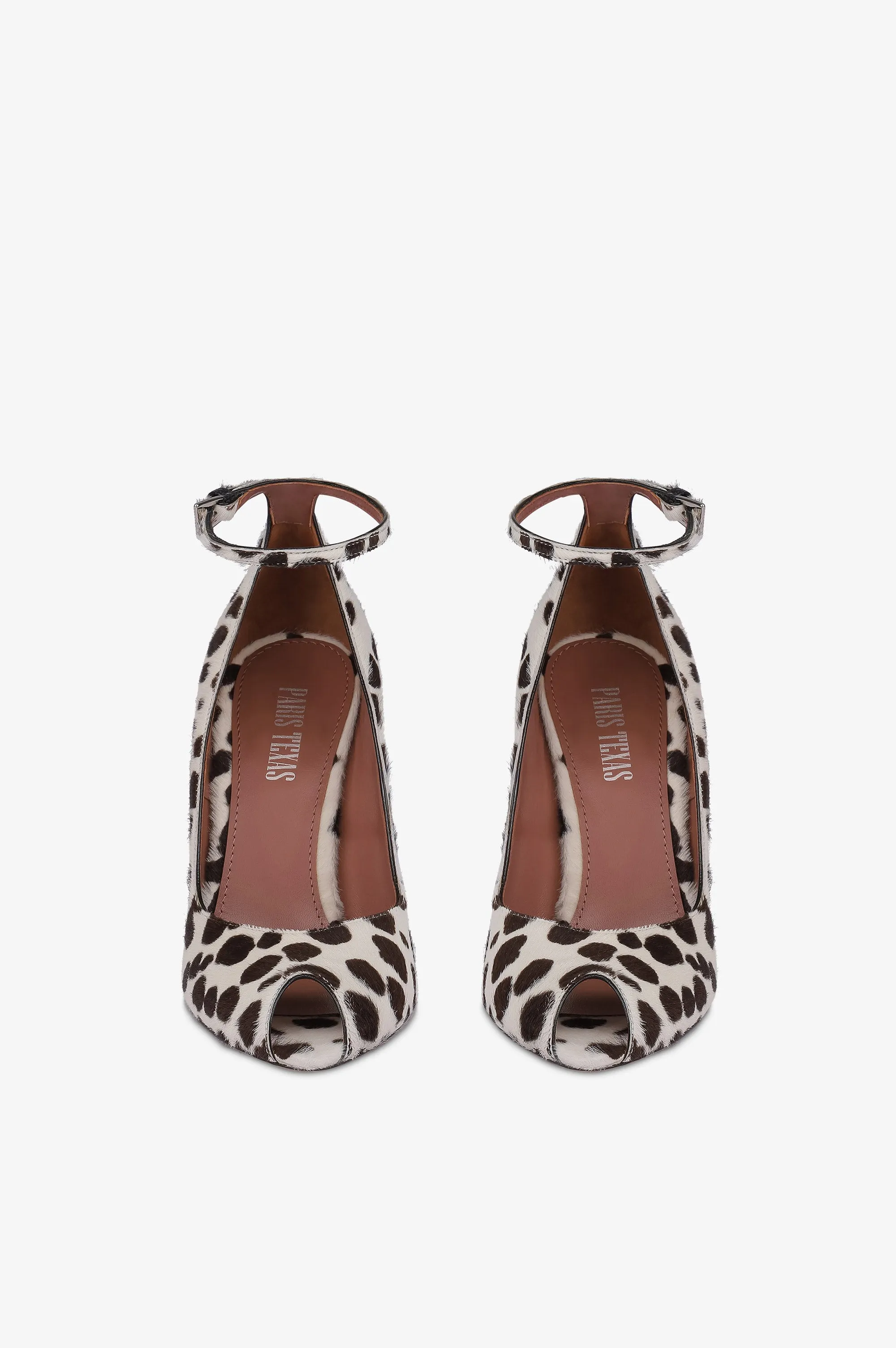 Pumps in white and dark brown printed cowhide sold by Paris Texas product image thumbnail 3